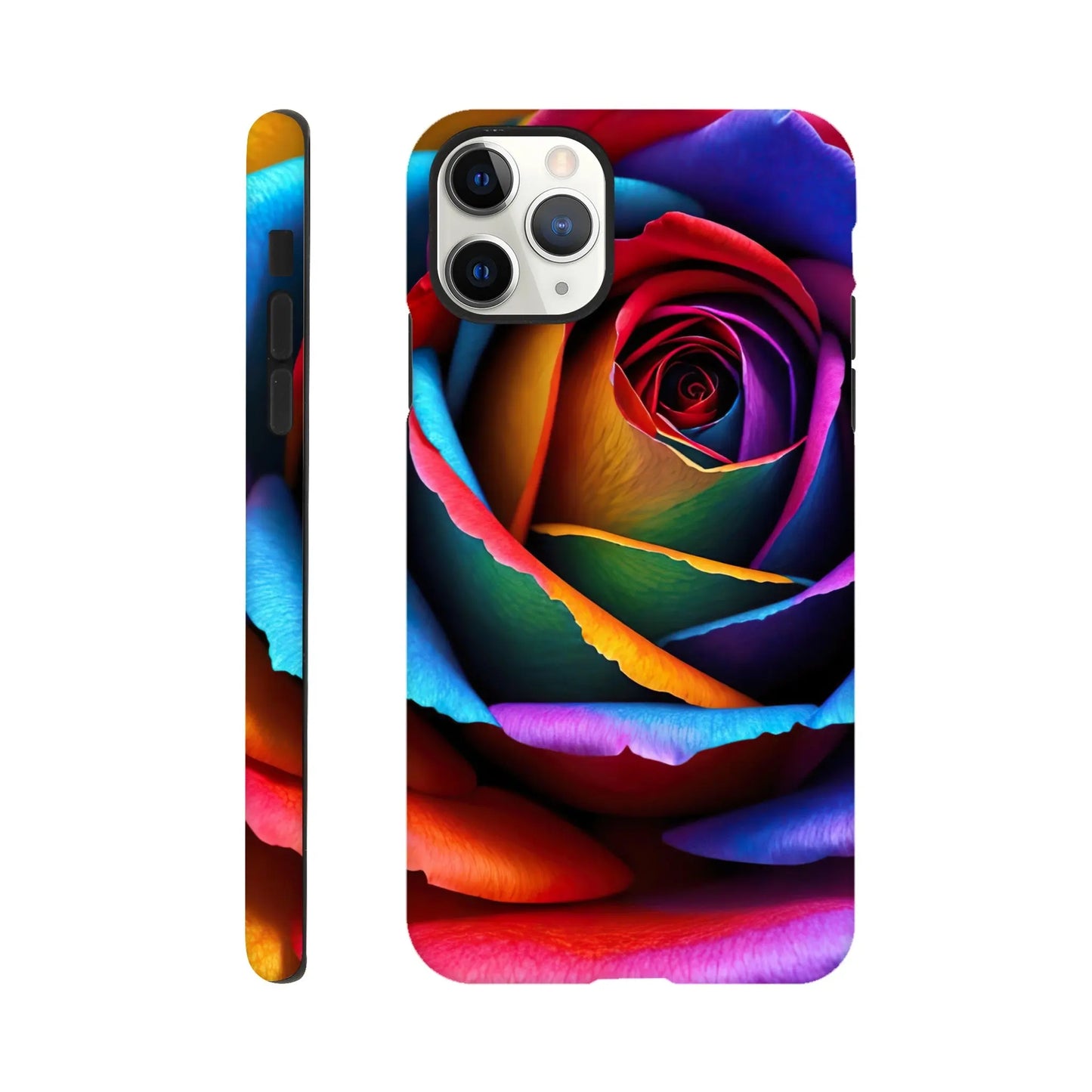 Smartphone-Hülle "Hart" - Bunte Rose - Foto Stil, KI-Kunst, Pflanzen, iPhone-11-Pro-Max - RolConArt