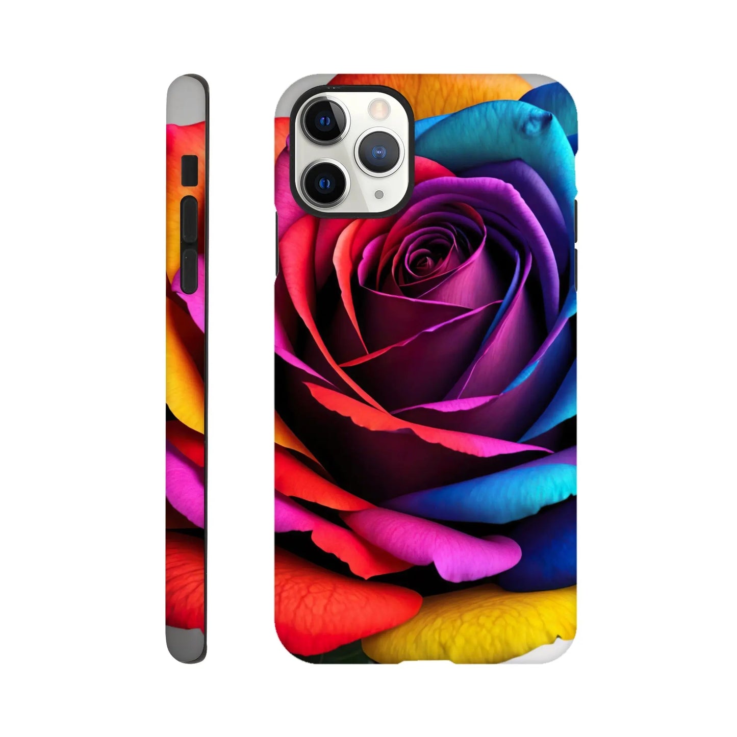 Smartphone-Hülle "Hart" - Bunte Rose - Foto Stil, KI-Kunst, Pflanzen, iPhone-11-Pro-Max - RolConArt