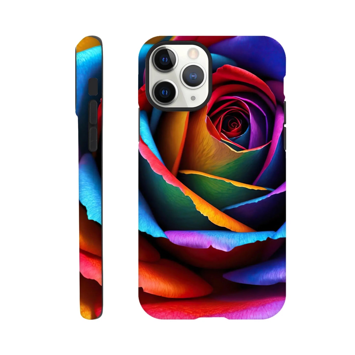 Smartphone-Hülle "Hart" - Bunte Rose - Foto Stil, KI-Kunst, Pflanzen, iPhone-11-Pro - RolConArt