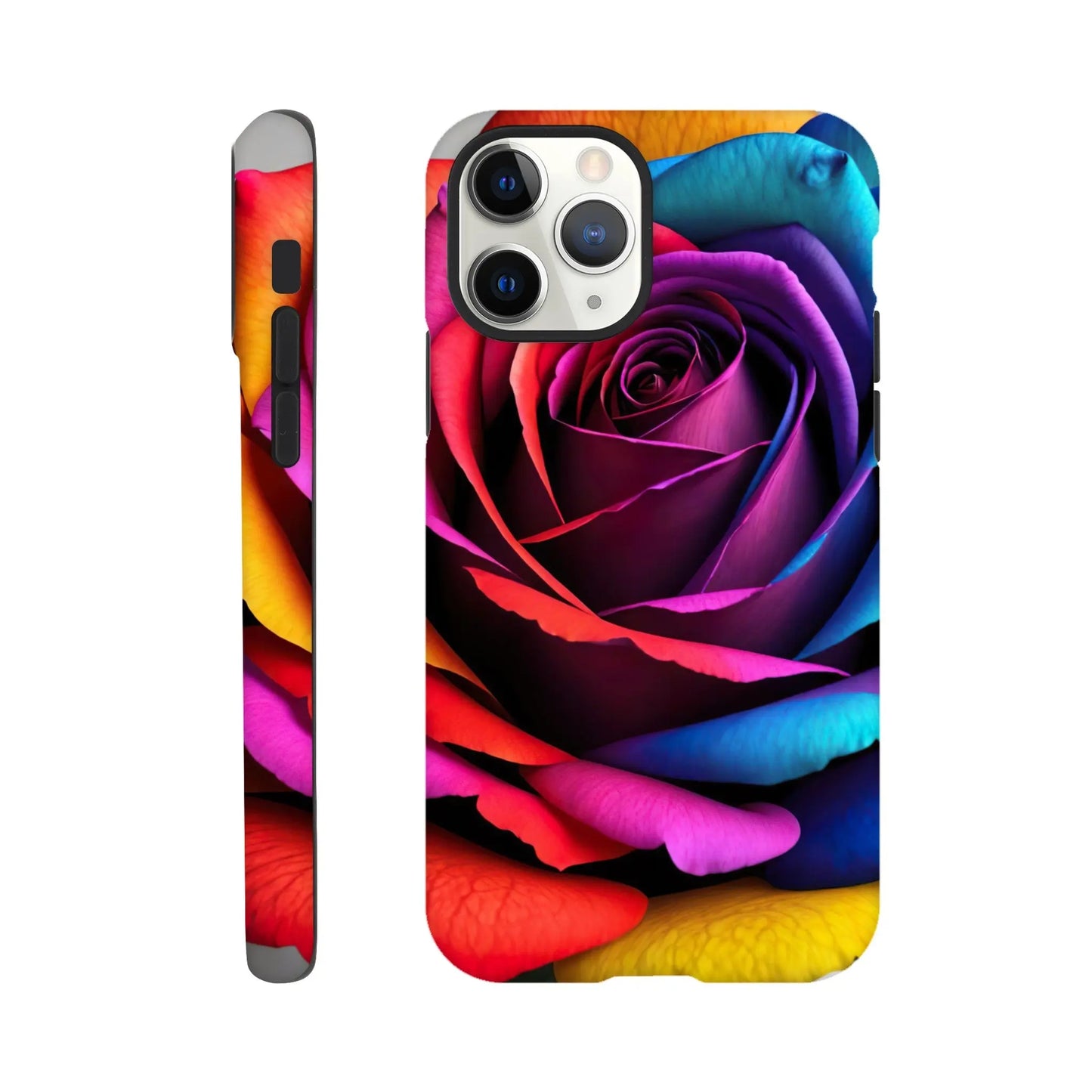 Smartphone-Hülle "Hart" - Bunte Rose - Foto Stil, KI-Kunst, Pflanzen, iPhone-11-Pro - RolConArt