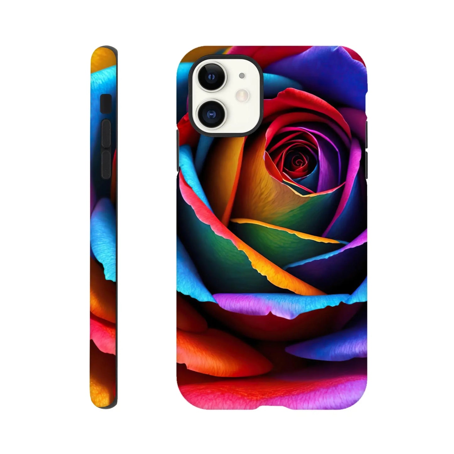 Smartphone-Hülle "Hart" - Bunte Rose - Foto Stil, KI-Kunst, Pflanzen, iPhone-11 - RolConArt