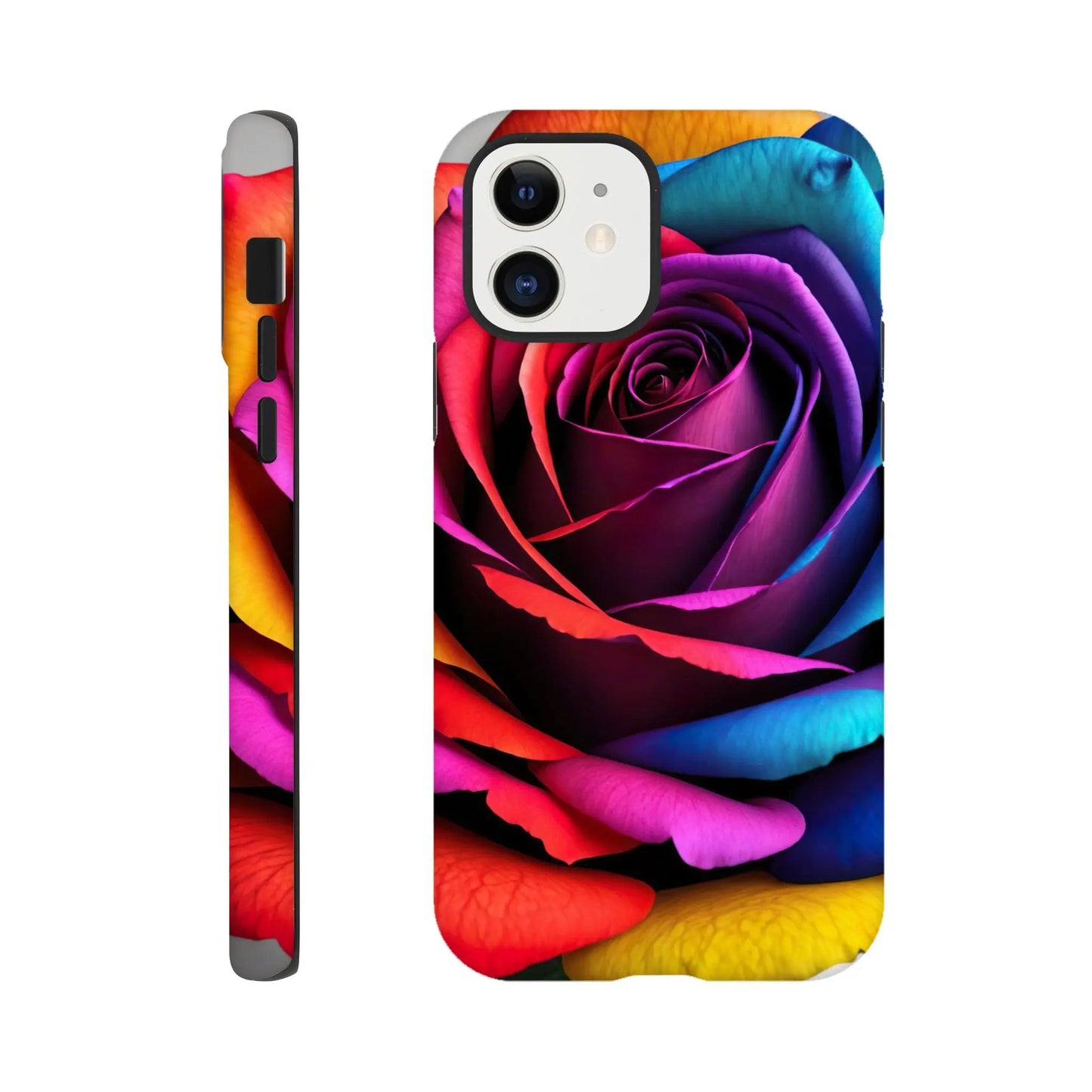 Smartphone-Hülle "Hart" - Bunte Rose - Foto Stil, KI-Kunst, Pflanzen, iPhone-12 - RolConArt