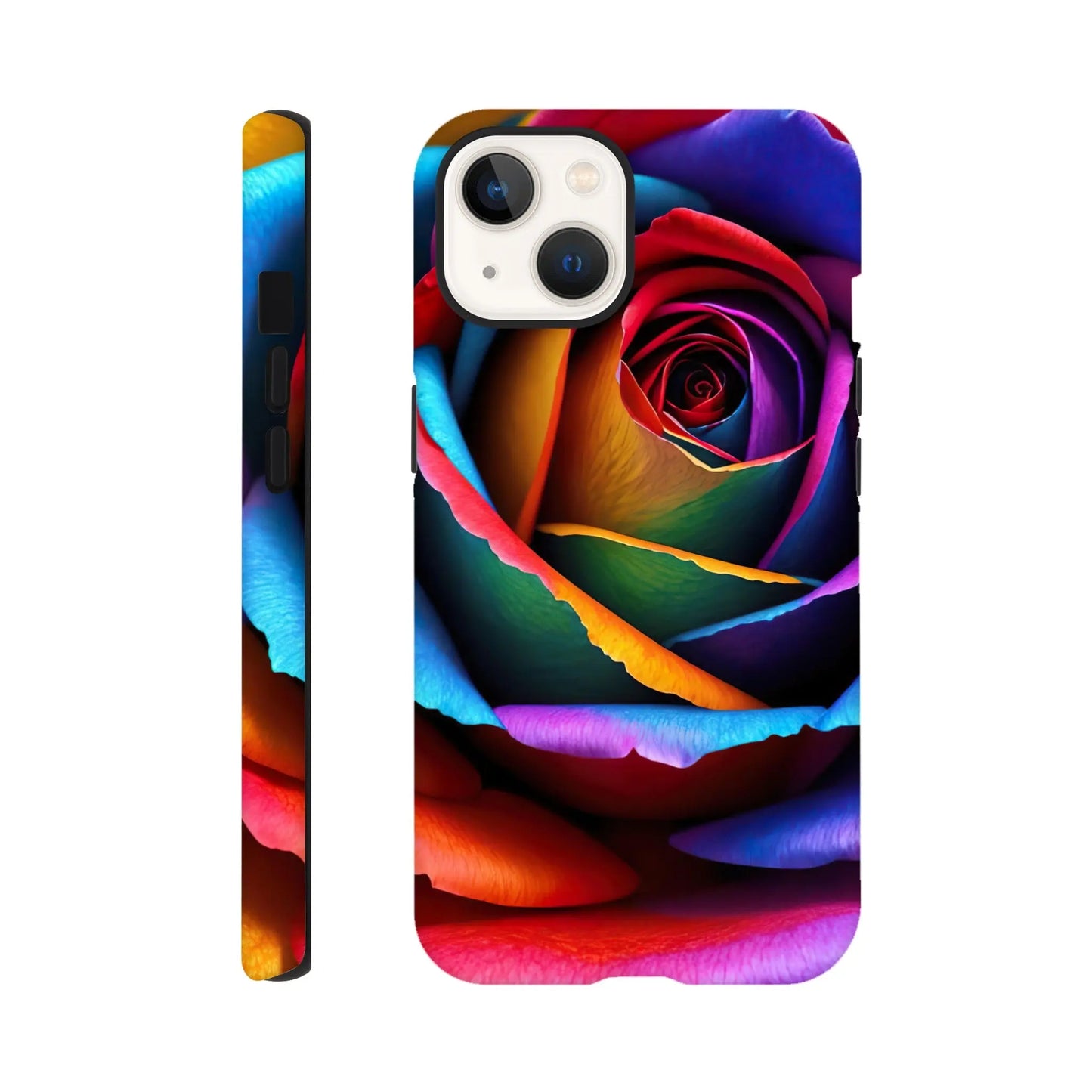 Smartphone-Hülle "Hart" - Bunte Rose - Foto Stil, KI-Kunst, Pflanzen, iPhone-13 - RolConArt