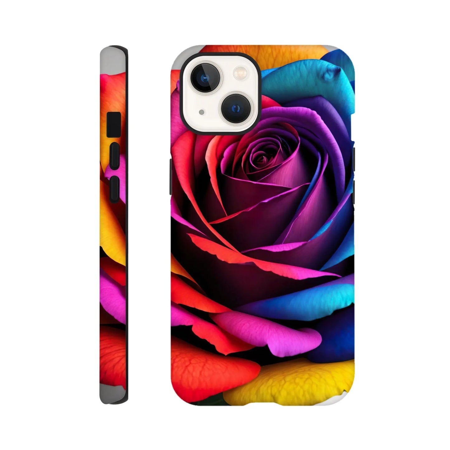 Smartphone-Hülle "Hart" - Bunte Rose - Foto Stil, KI-Kunst, Pflanzen, iPhone-13 - RolConArt