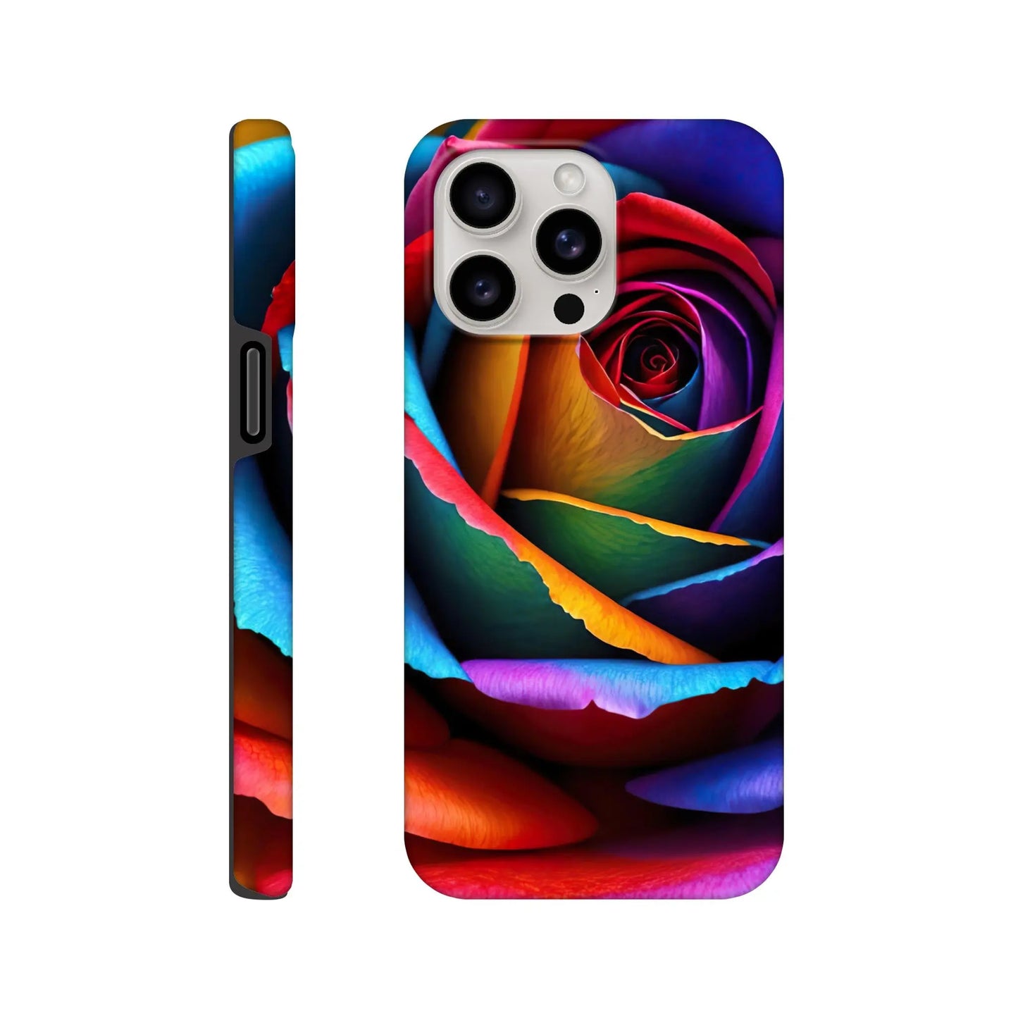 Smartphone-Hülle "Hart" - Bunte Rose - Foto Stil, KI-Kunst, Pflanzen, iPhone-15-Pro-Max - RolConArt