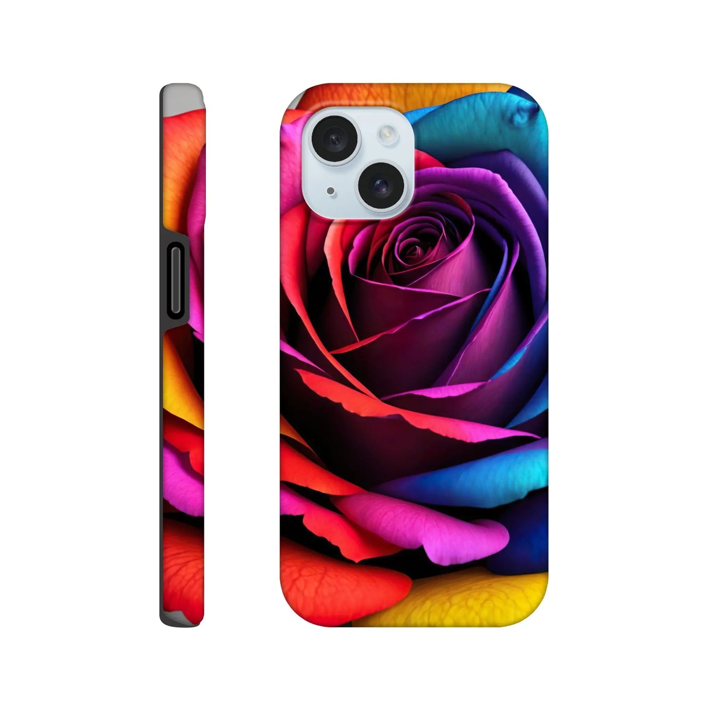 Smartphone-Hülle "Hart" - Bunte Rose - Foto Stil, KI-Kunst, Pflanzen, iPhone-15 - RolConArt