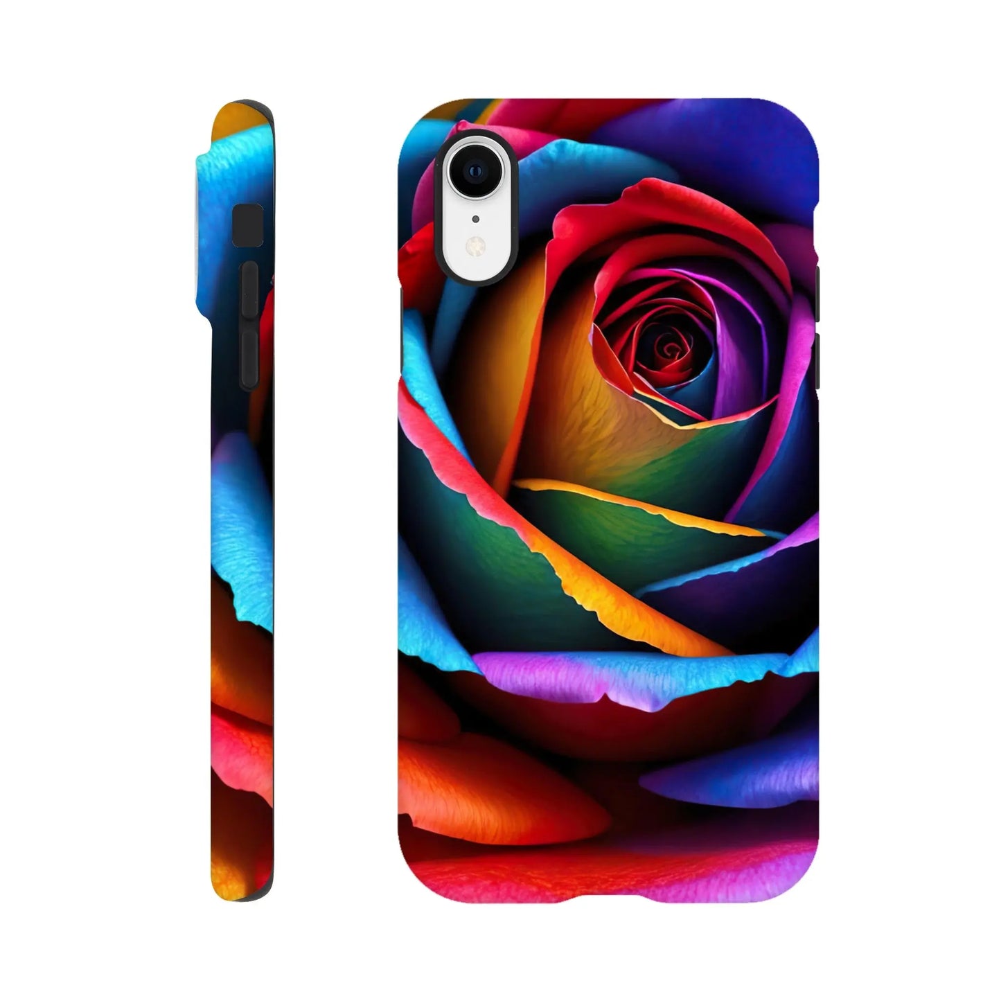 Smartphone-Hülle "Hart" - Bunte Rose - Foto Stil, KI-Kunst, Pflanzen, iPhone-XR - RolConArt