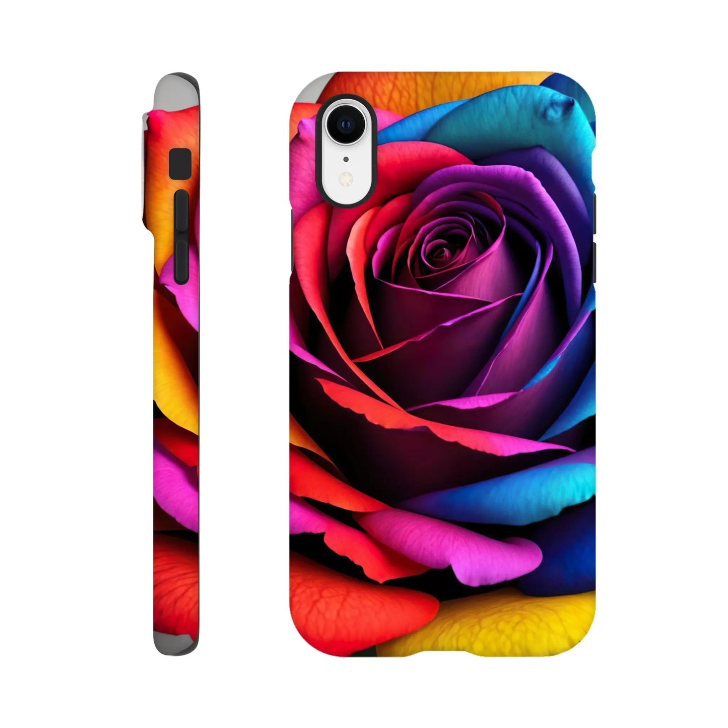 Smartphone-Hülle "Hart" - Bunte Rose - Foto Stil, KI-Kunst, Pflanzen, iPhone-XR - RolConArt