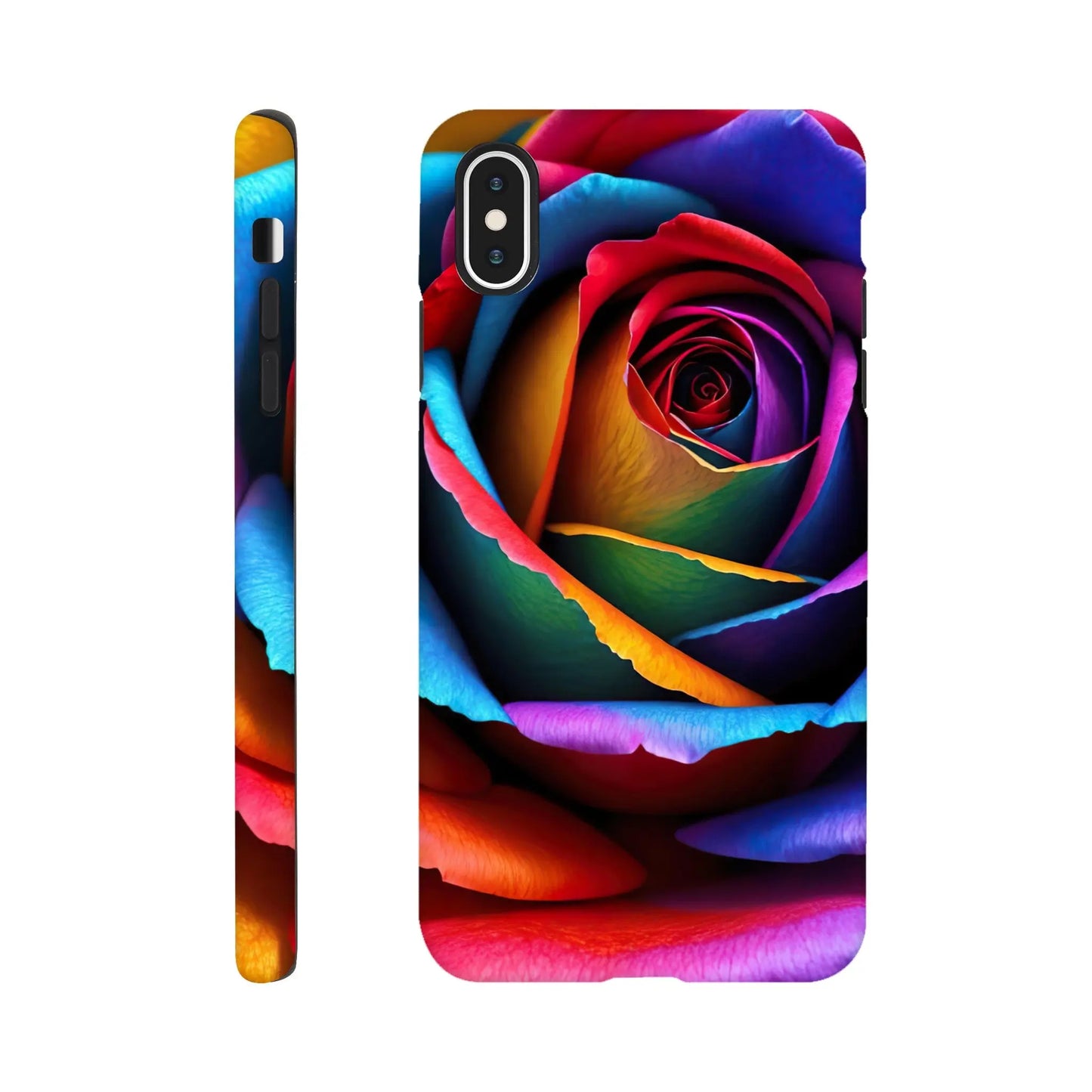 Smartphone-Hülle "Hart" - Bunte Rose - Foto Stil, KI-Kunst, Pflanzen, iPhone-XS-Max - RolConArt