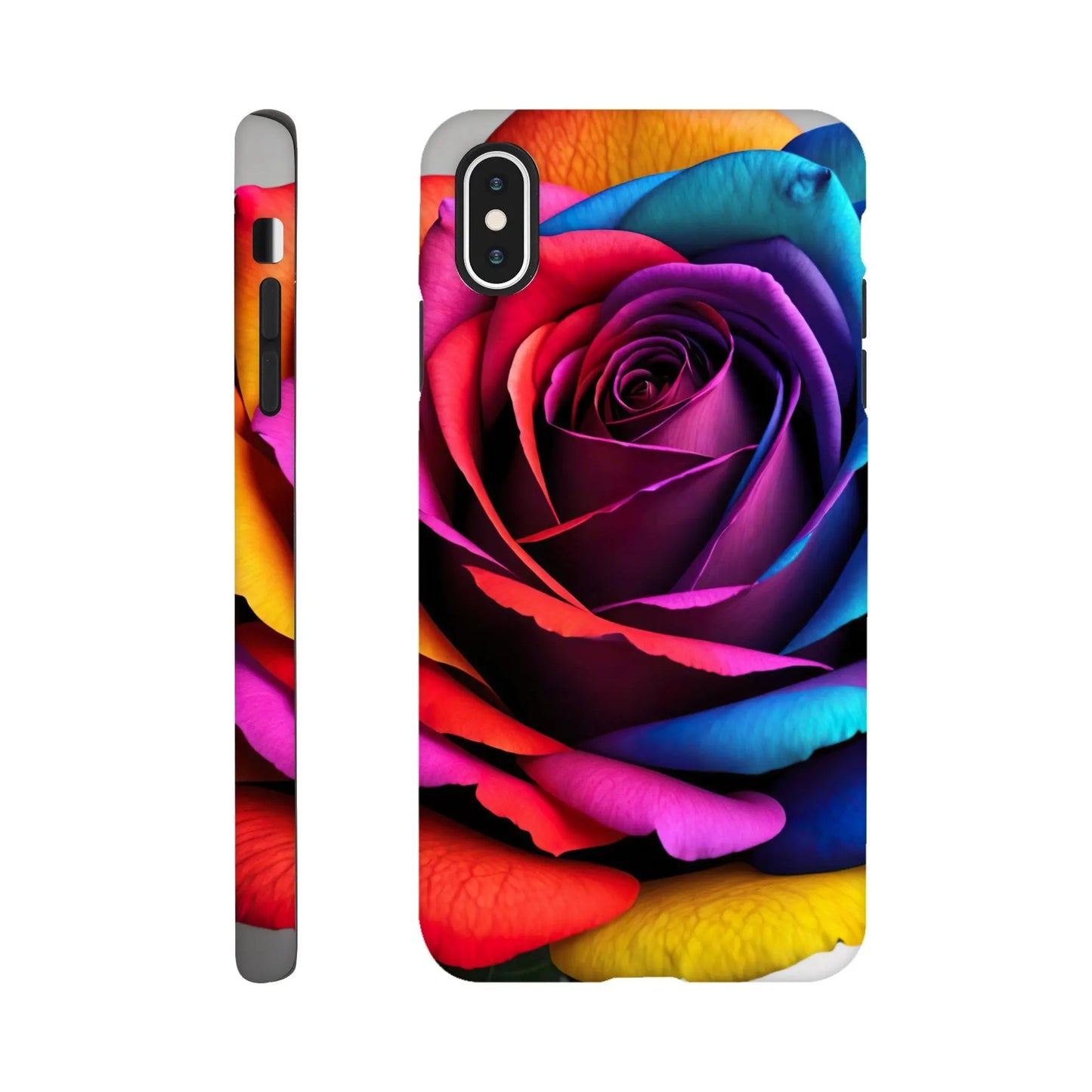 Smartphone-Hülle "Hart" - Bunte Rose - Foto Stil, KI-Kunst, Pflanzen, iPhone-XS-Max - RolConArt