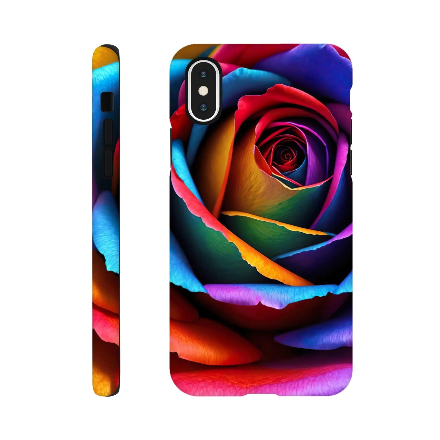 Smartphone-Hülle "Hart" - Bunte Rose - Foto Stil, KI-Kunst, Pflanzen, iPhone-XS - RolConArt