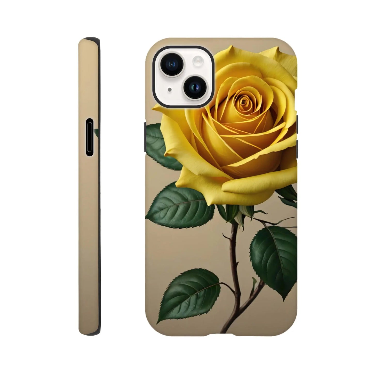 Smartphone-Hülle "Hart" - Gelbe Rose - Foto Stil, KI-Kunst, Pflanzen, iPhone-14-Plus - RolConArt