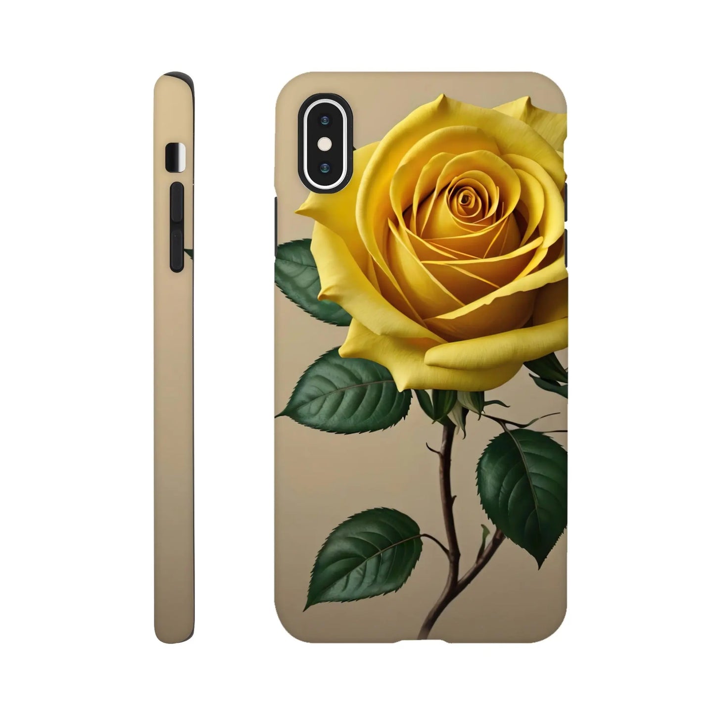 Smartphone-Hülle "Hart" - Gelbe Rose - Foto Stil, KI-Kunst, Pflanzen, iPhone-XS-Max - RolConArt