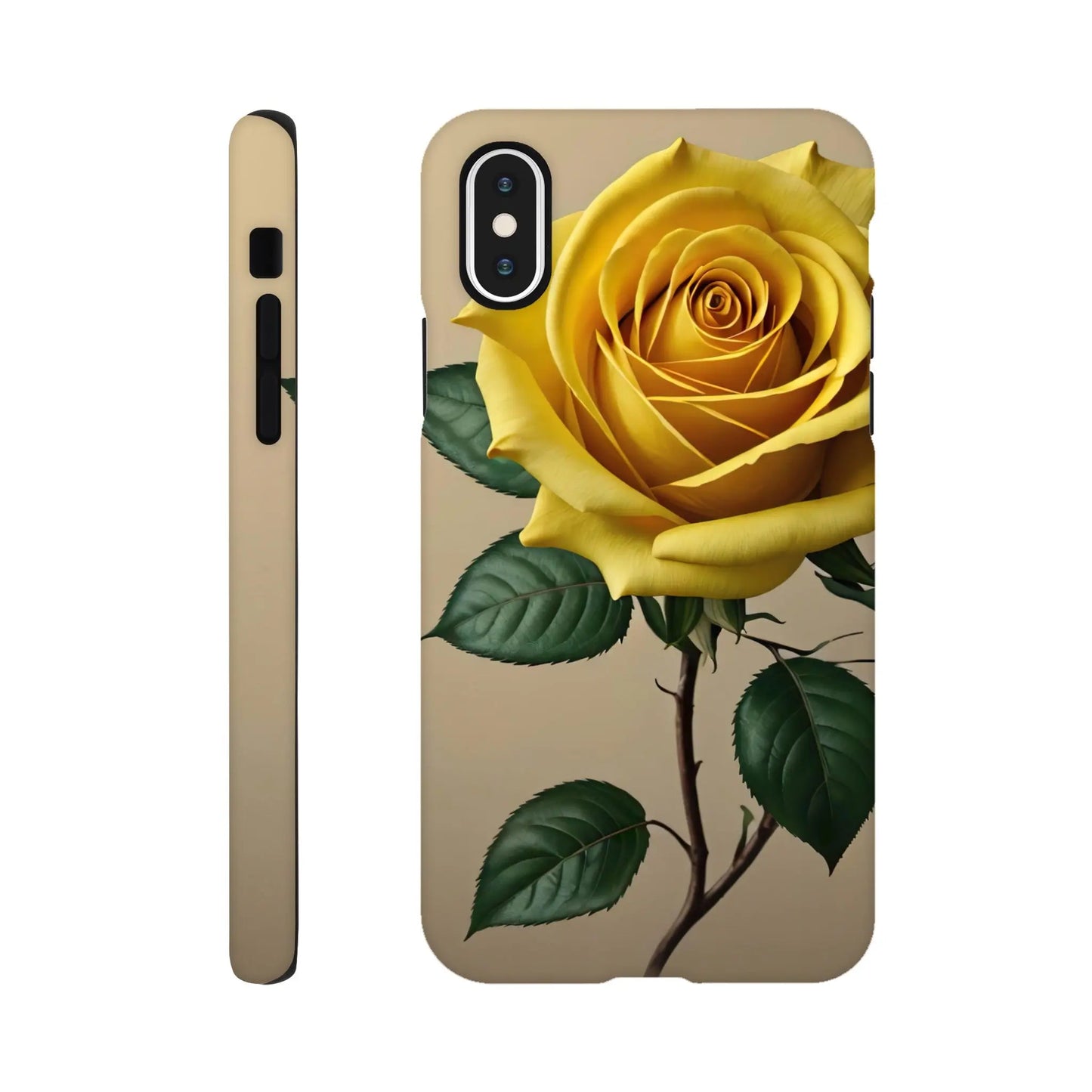 Smartphone-Hülle "Hart" - Gelbe Rose - Foto Stil, KI-Kunst, Pflanzen, iPhone-XS - RolConArt