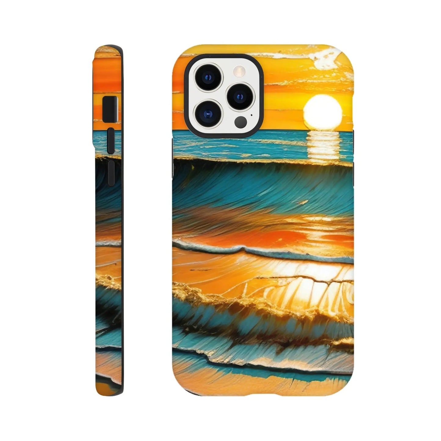 Smartphone-Hülle "Hart" - Kraftvolles Meer - Digitaler Stil, KI-Kunst, Landschaften, iPhone-12-Pro - RolConArt