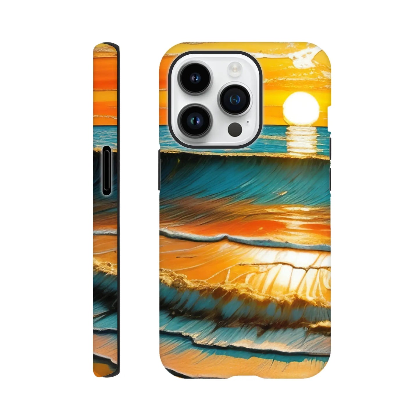 Smartphone-Hülle "Hart" - Kraftvolles Meer - Digitaler Stil, KI-Kunst, Landschaften, iPhone-14-Pro - RolConArt