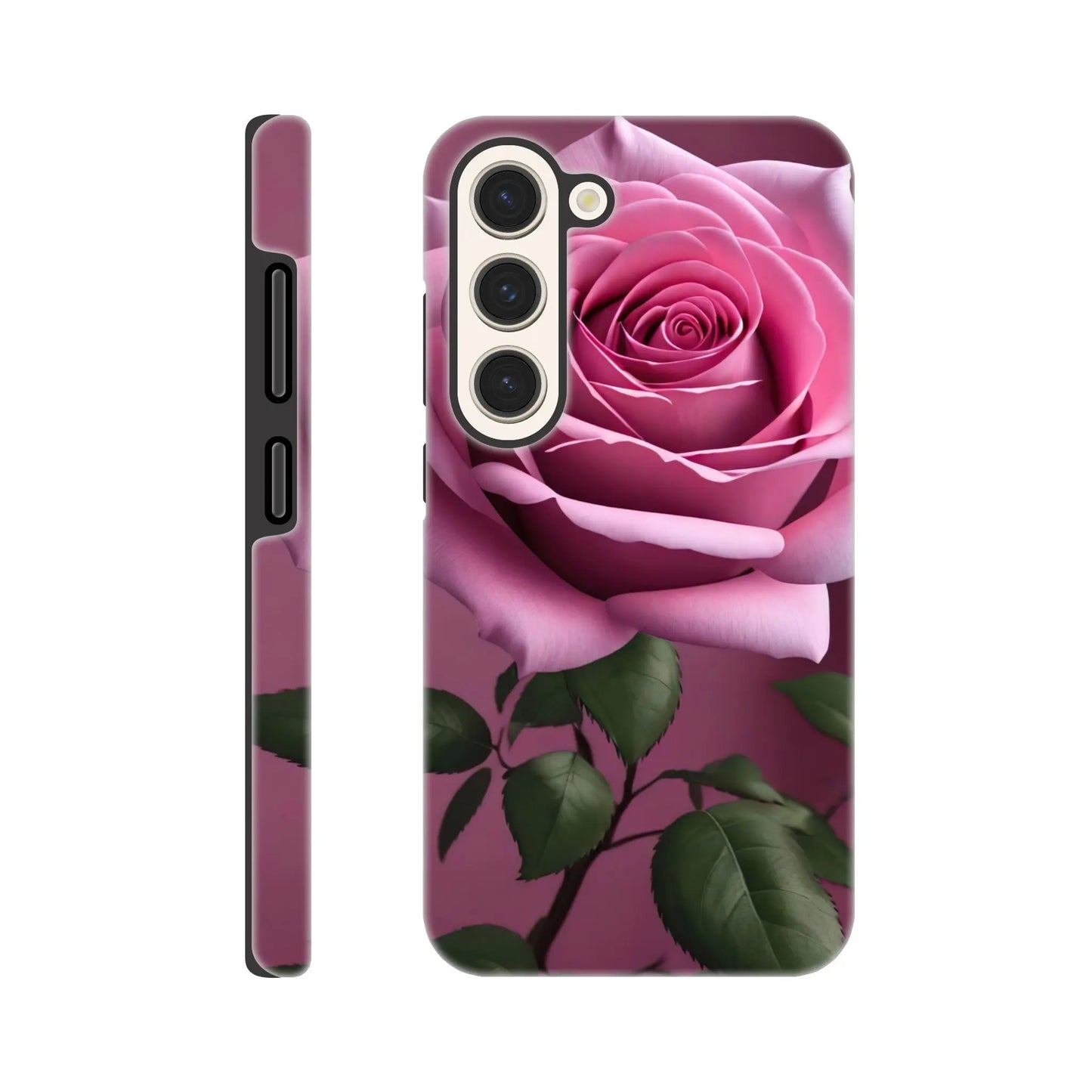 Smartphone-Hülle "Hart" - Rosa Rose - Foto Stil, KI-Kunst, Pflanzen, Galaxy-S23 - RolConArt