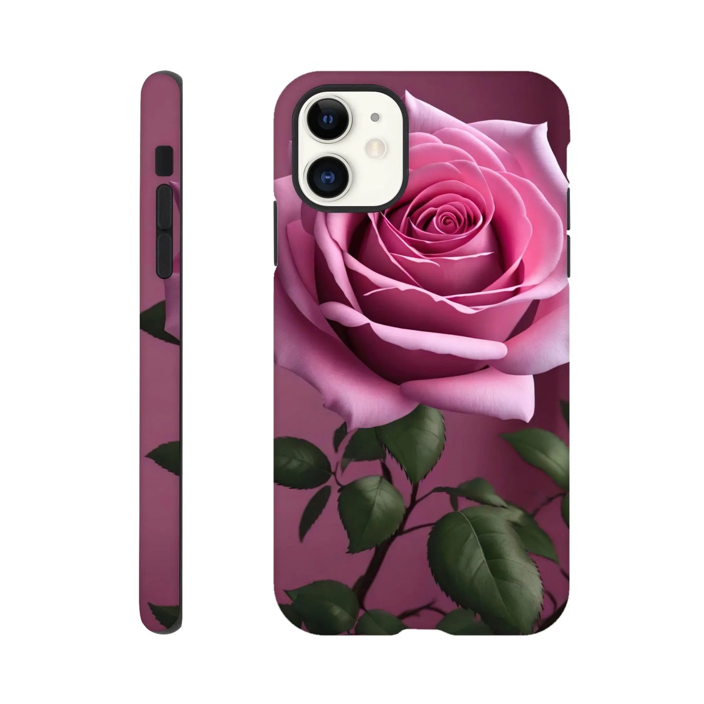 Smartphone-Hülle "Hart" - Rosa Rose - Foto Stil, KI-Kunst, Pflanzen, iPhone-11 - RolConArt