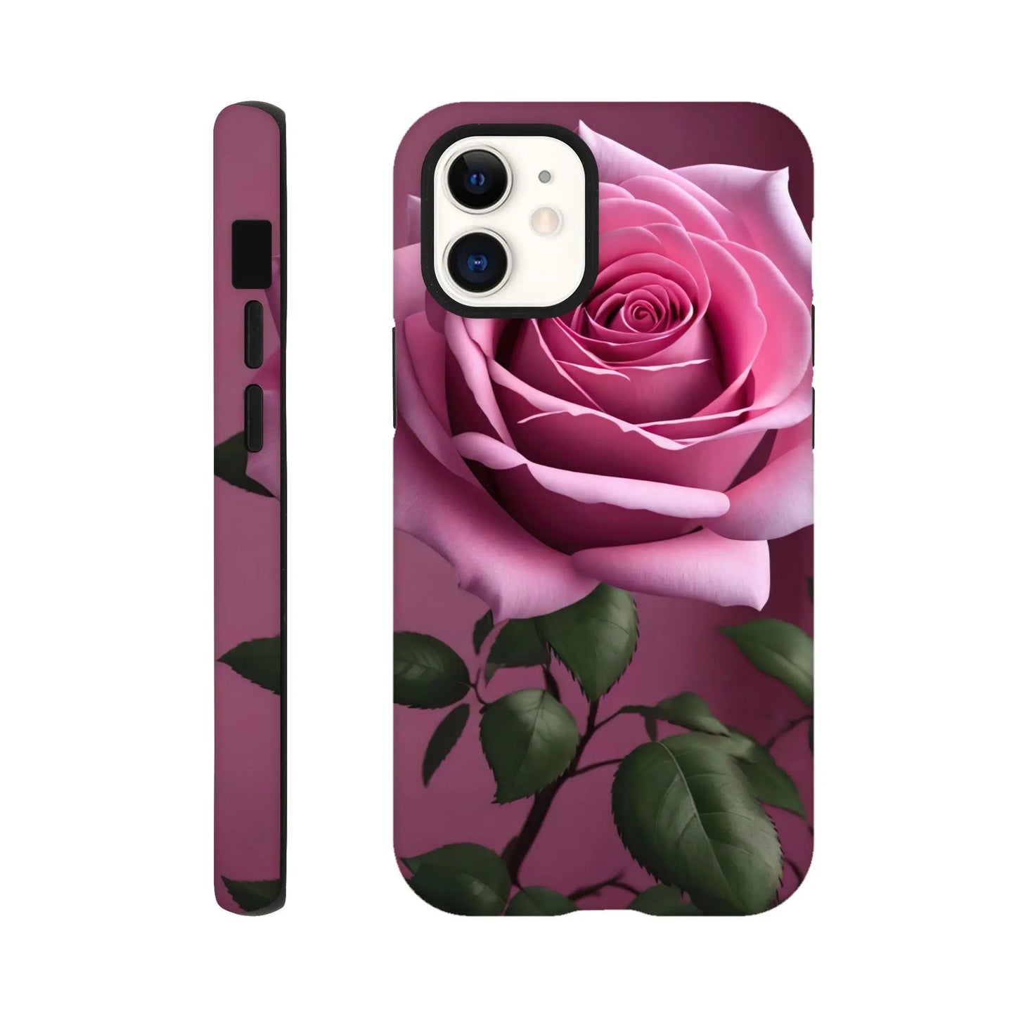 Smartphone-Hülle "Hart" - Rosa Rose - Foto Stil, KI-Kunst, Pflanzen, iPhone-12-Mini - RolConArt