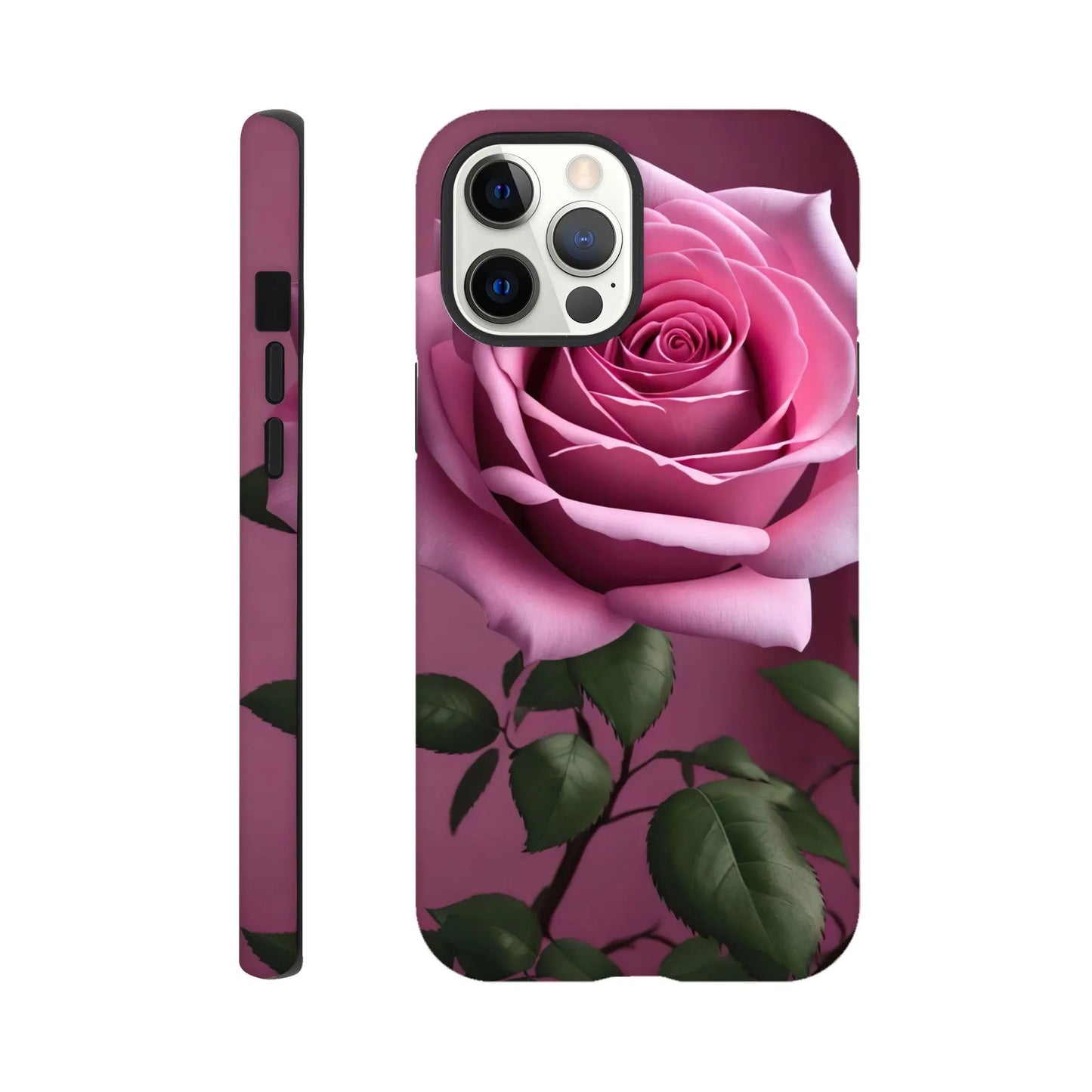 Smartphone-Hülle "Hart" - Rosa Rose - Foto Stil, KI-Kunst, Pflanzen, iPhone-12-Pro-Max - RolConArt