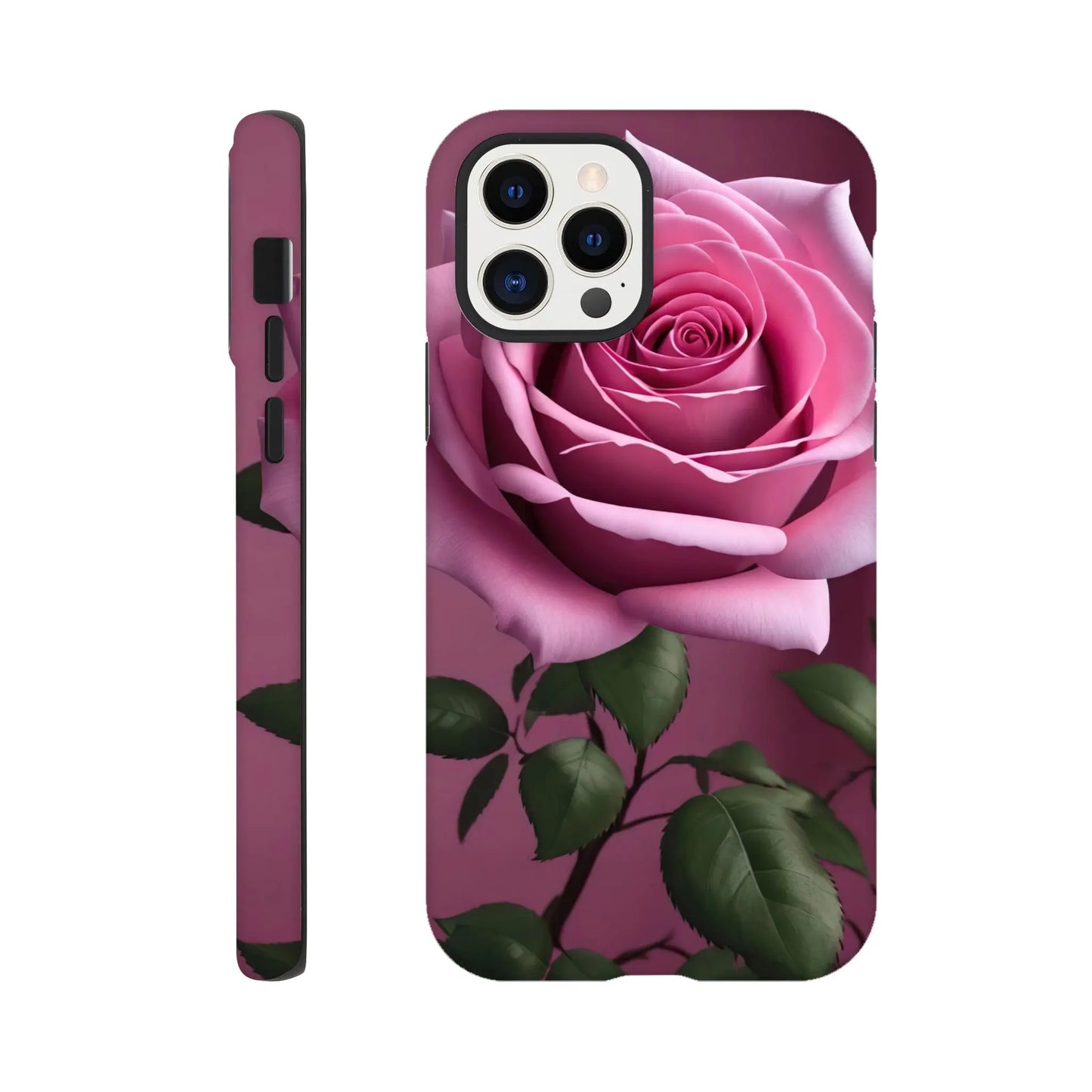 Smartphone-Hülle "Hart" - Rosa Rose - Foto Stil, KI-Kunst, Pflanzen, iPhone-12-Pro - RolConArt