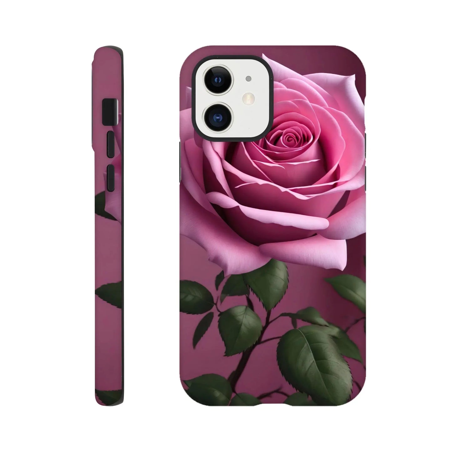 Smartphone-Hülle "Hart" - Rosa Rose - Foto Stil, KI-Kunst, Pflanzen, iPhone-12 - RolConArt