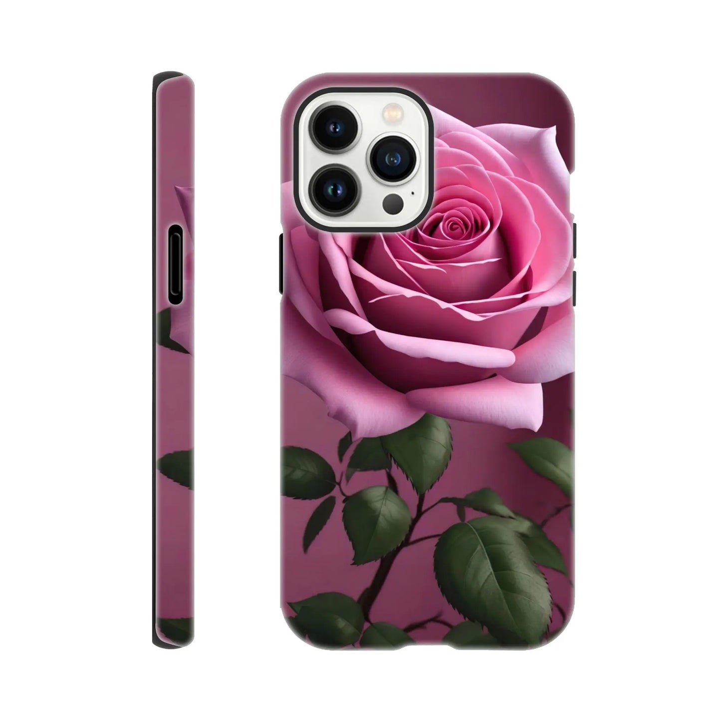 Smartphone-Hülle "Hart" - Rosa Rose - Foto Stil, KI-Kunst, Pflanzen, iPhone-13-Pro-Max - RolConArt