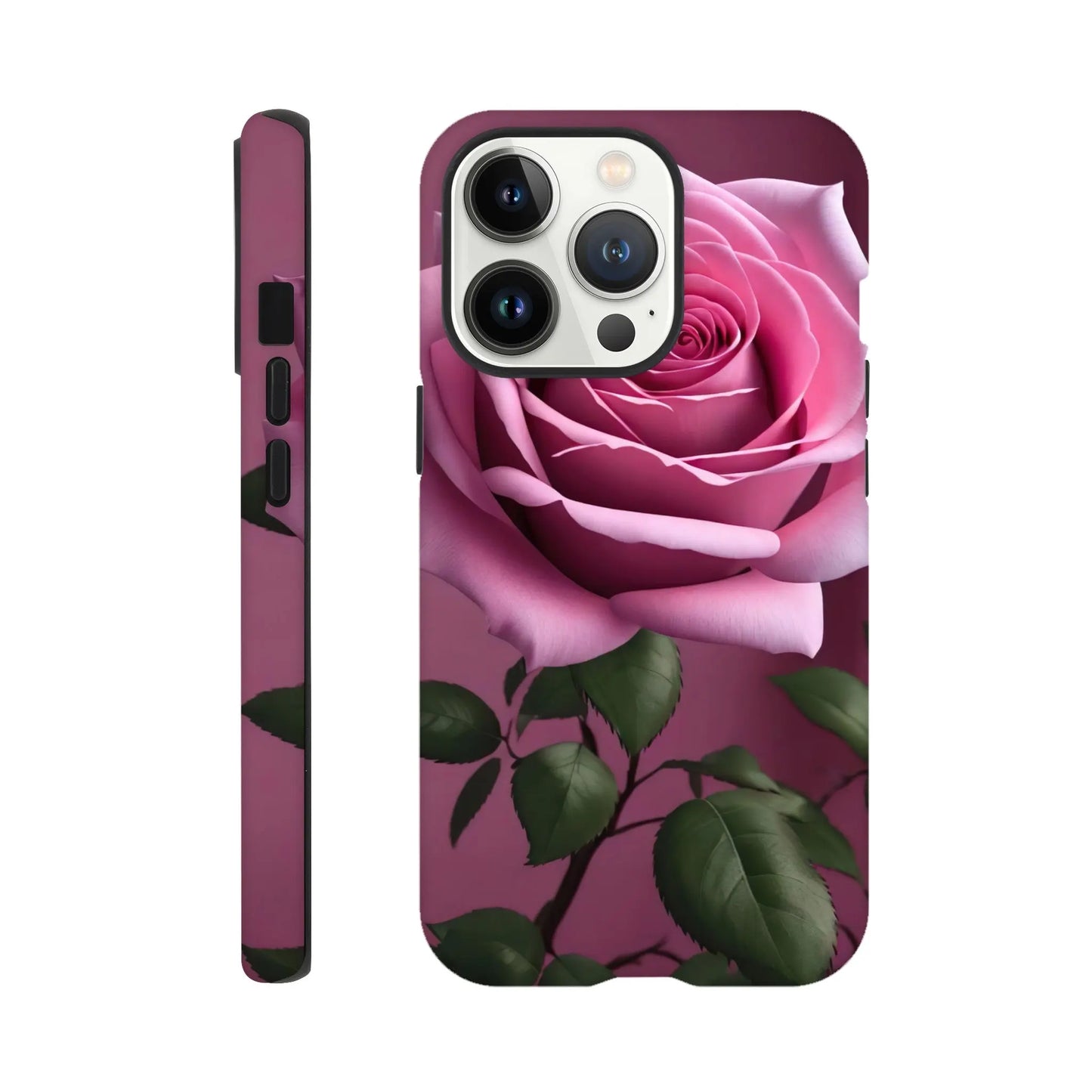 Smartphone-Hülle "Hart" - Rosa Rose - Foto Stil, KI-Kunst, Pflanzen, iPhone-13-Pro - RolConArt