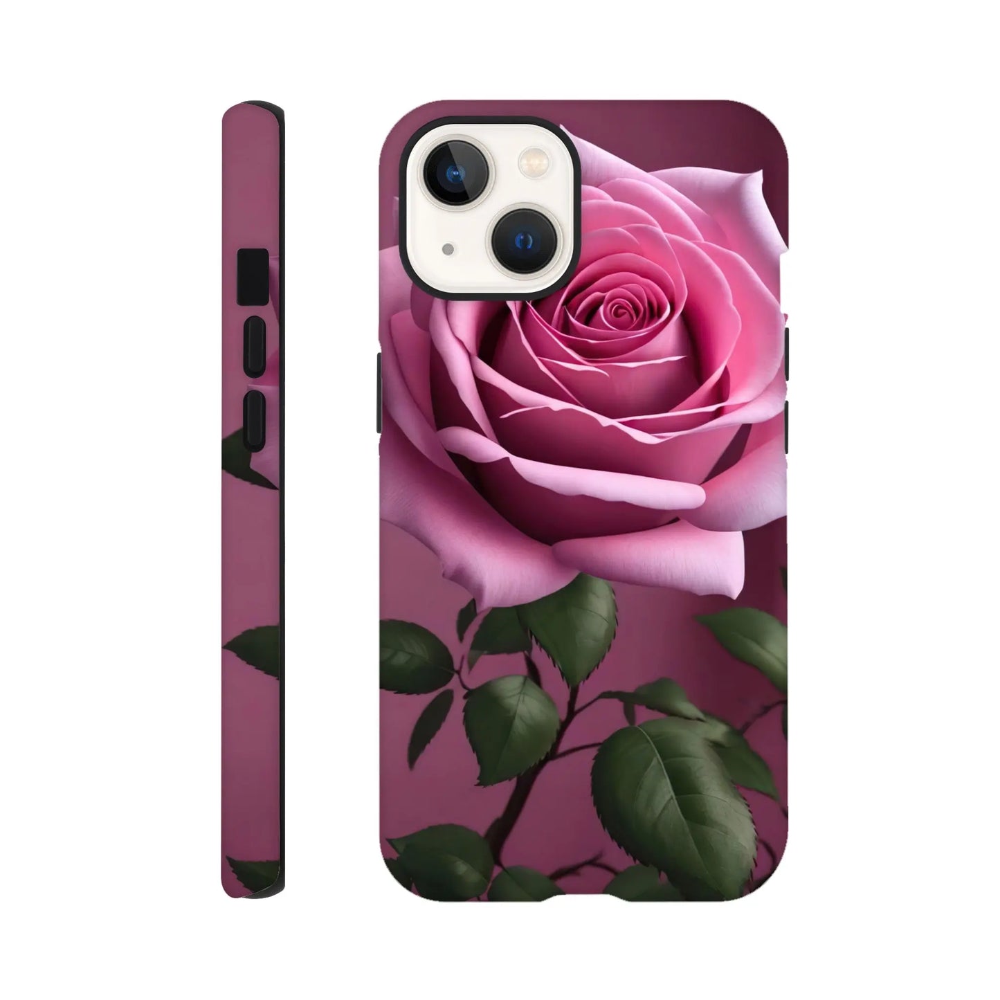 Smartphone-Hülle "Hart" - Rosa Rose - Foto Stil, KI-Kunst, Pflanzen, iPhone-13 - RolConArt