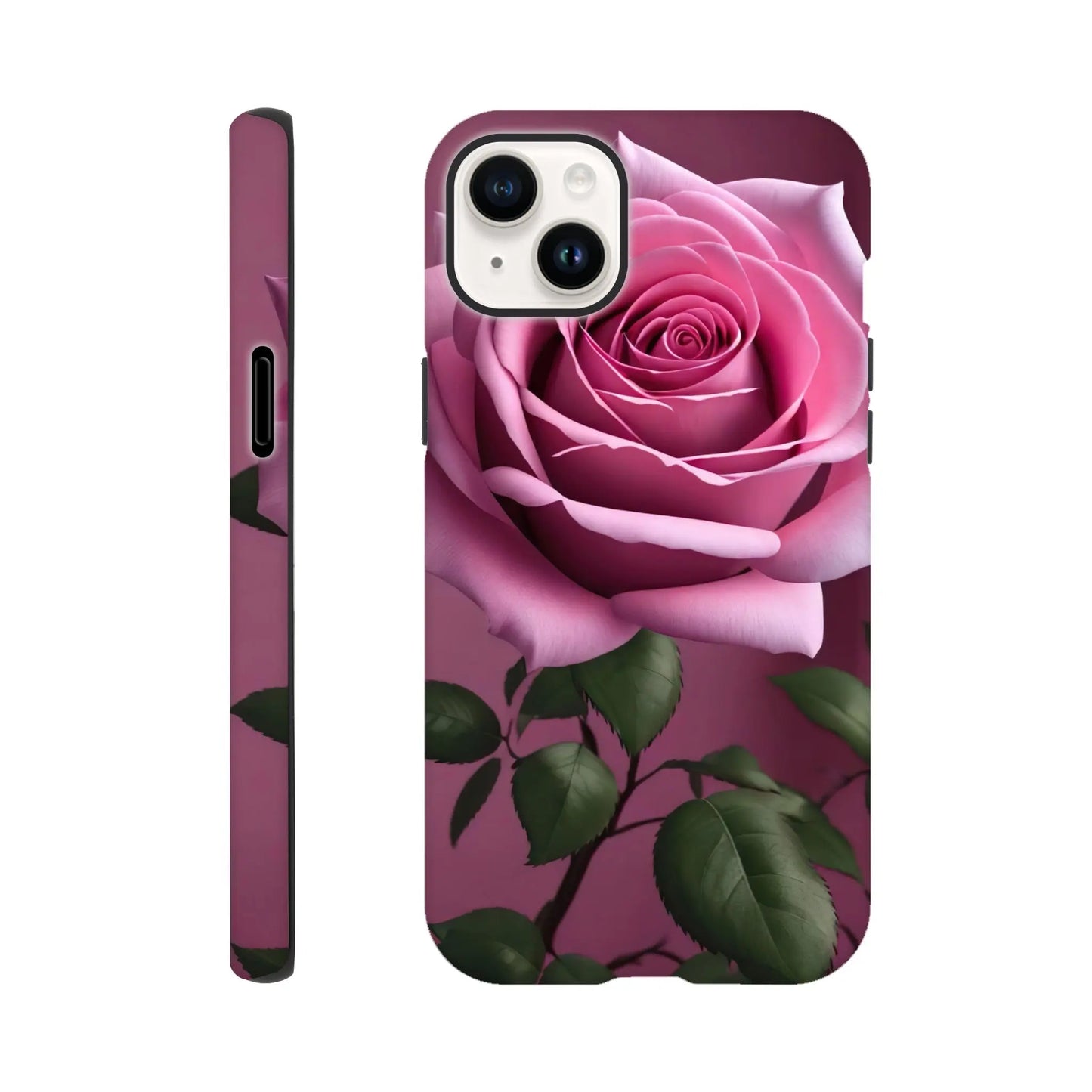 Smartphone-Hülle "Hart" - Rosa Rose - Foto Stil, KI-Kunst, Pflanzen, iPhone-14-Plus - RolConArt