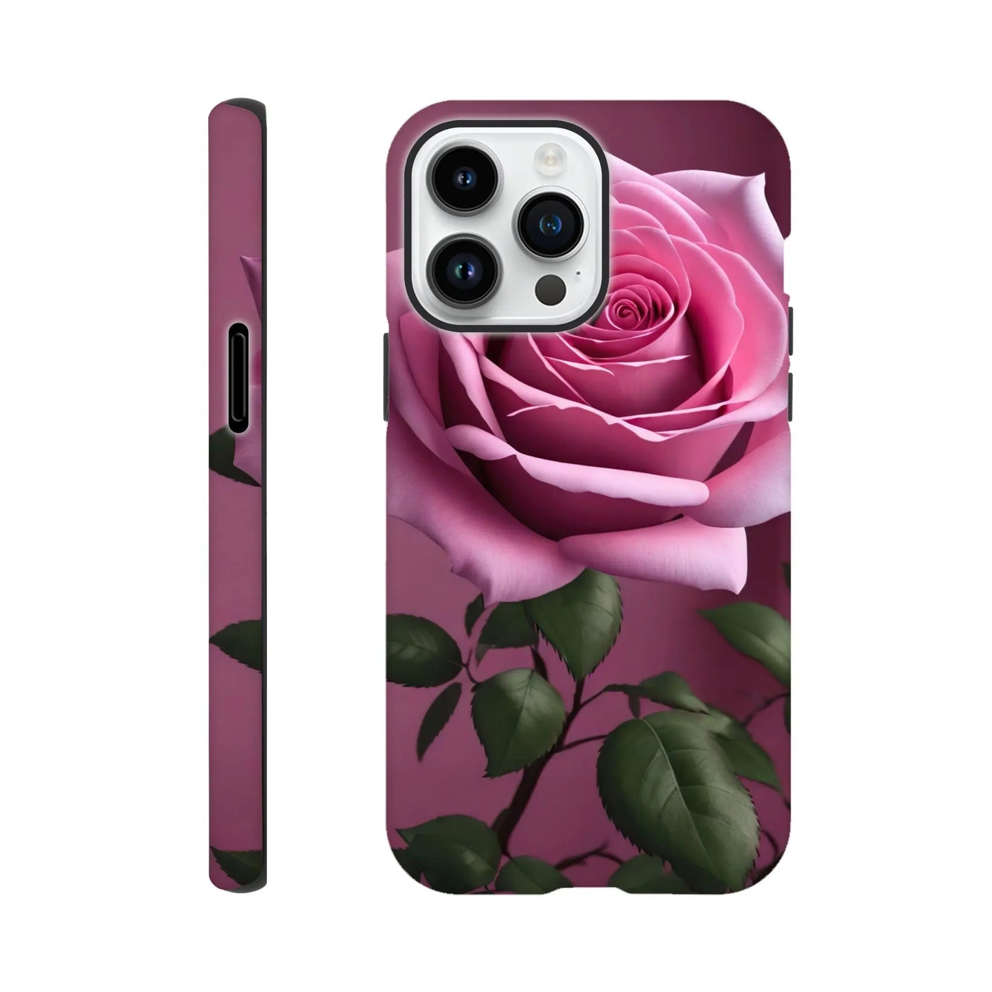 Smartphone-Hülle "Hart" - Rosa Rose - Foto Stil, KI-Kunst, Pflanzen, iPhone-14-Pro-Max - RolConArt