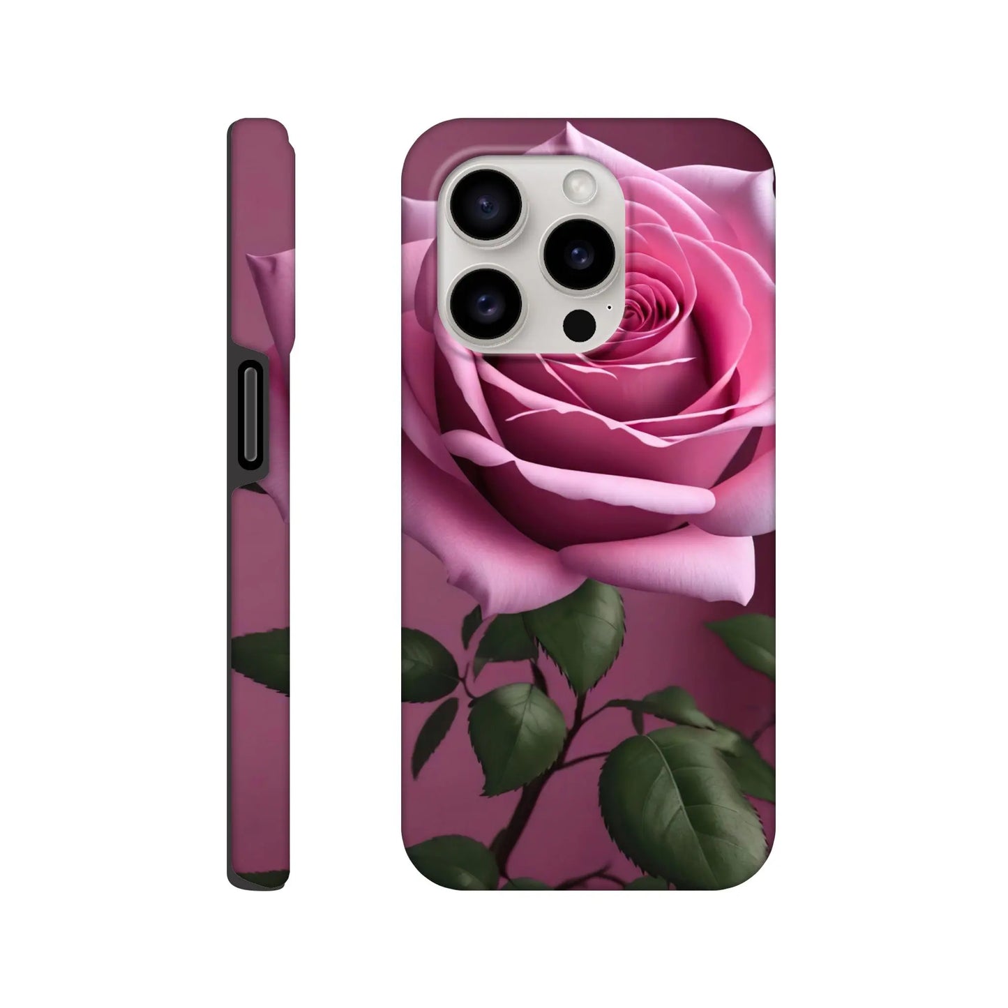 Smartphone-Hülle "Hart" - Rosa Rose - Foto Stil, KI-Kunst, Pflanzen, iPhone-15-Pro - RolConArt