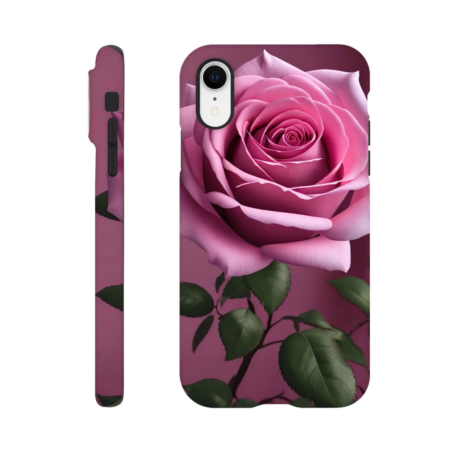 Smartphone-Hülle "Hart" - Rosa Rose - Foto Stil, KI-Kunst, Pflanzen, iPhone-XR - RolConArt