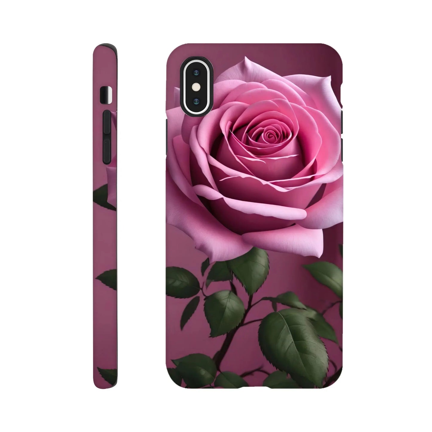 Smartphone-Hülle "Hart" - Rosa Rose - Foto Stil, KI-Kunst, Pflanzen, iPhone-XS-Max - RolConArt