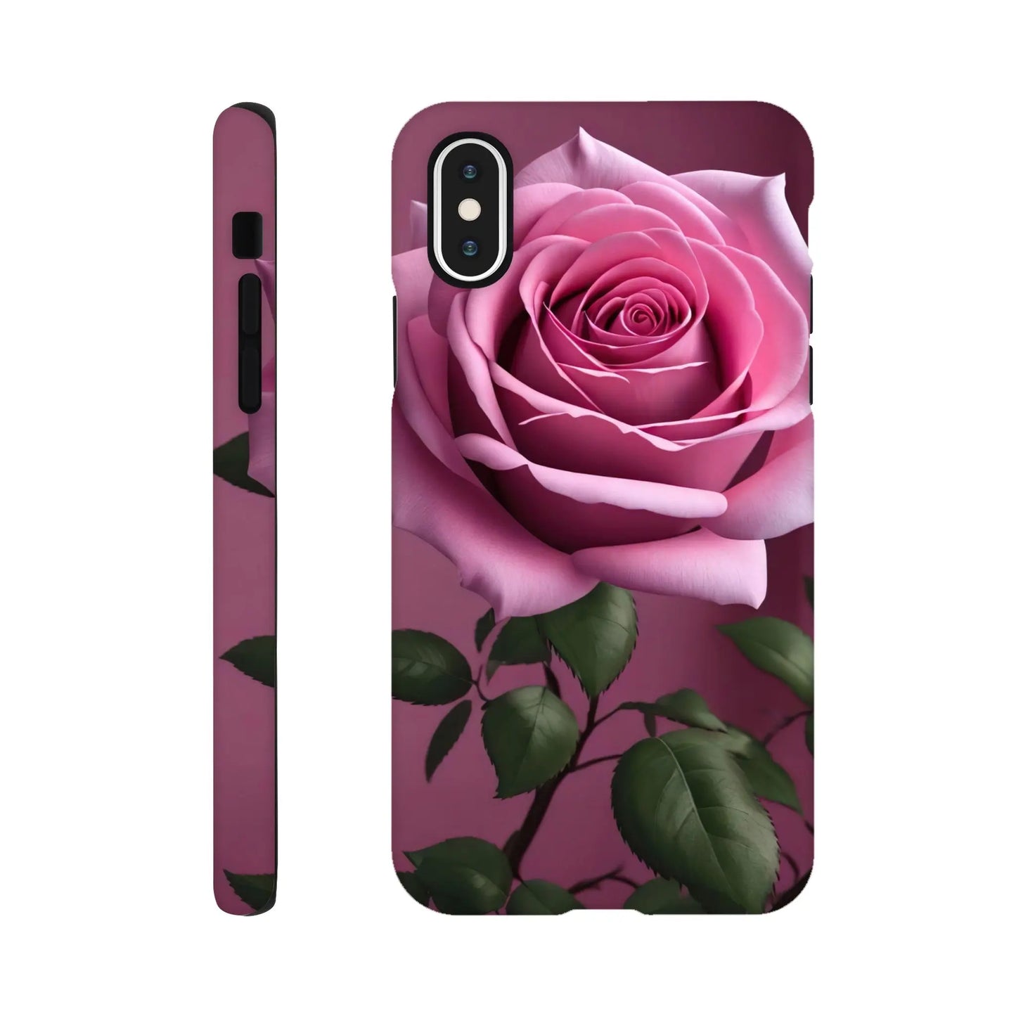 Smartphone-Hülle "Hart" - Rosa Rose - Foto Stil, KI-Kunst, Pflanzen, iPhone-XS - RolConArt