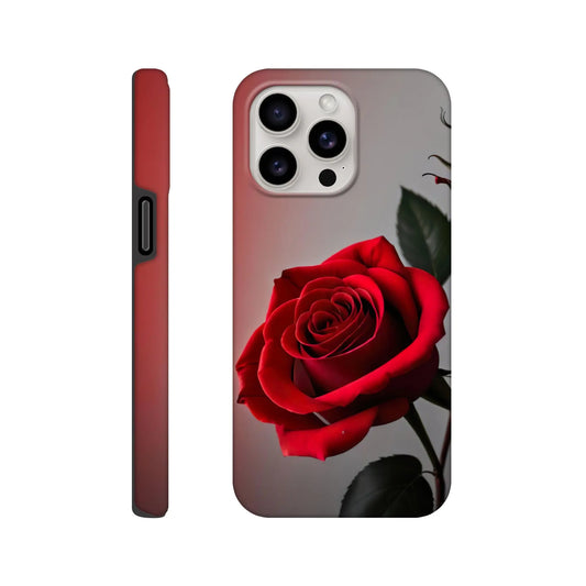 Smartphone-Hülle "Hart" - Rote Rose - Foto Stil, KI-Kunst, Pflanzen, iPhone-15-Pro-Max - RolConArt