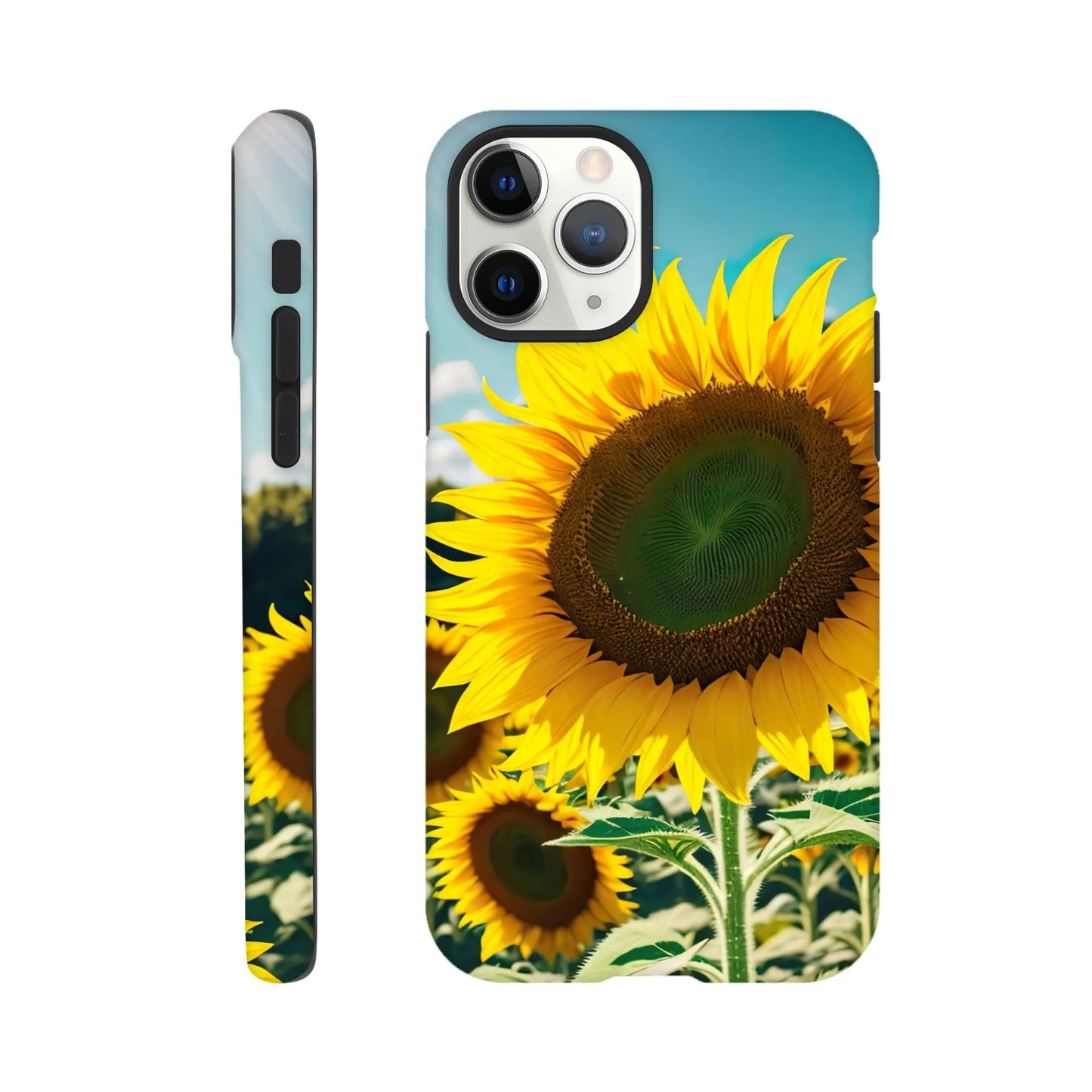 Smartphone-Hülle "Hart" - Sonnenblumen - Foto Stil, KI-Kunst, Pflanzen, iPhone-11-Pro - RolConArt