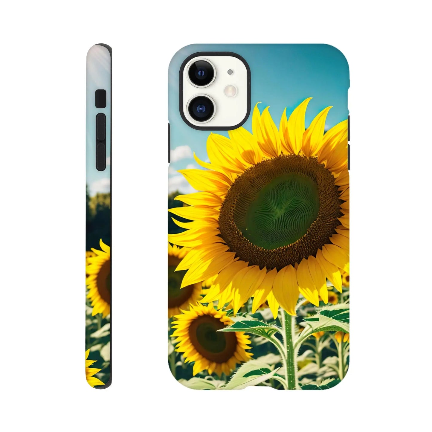 Smartphone-Hülle "Hart" - Sonnenblumen - Foto Stil, KI-Kunst, Pflanzen, iPhone-11 - RolConArt