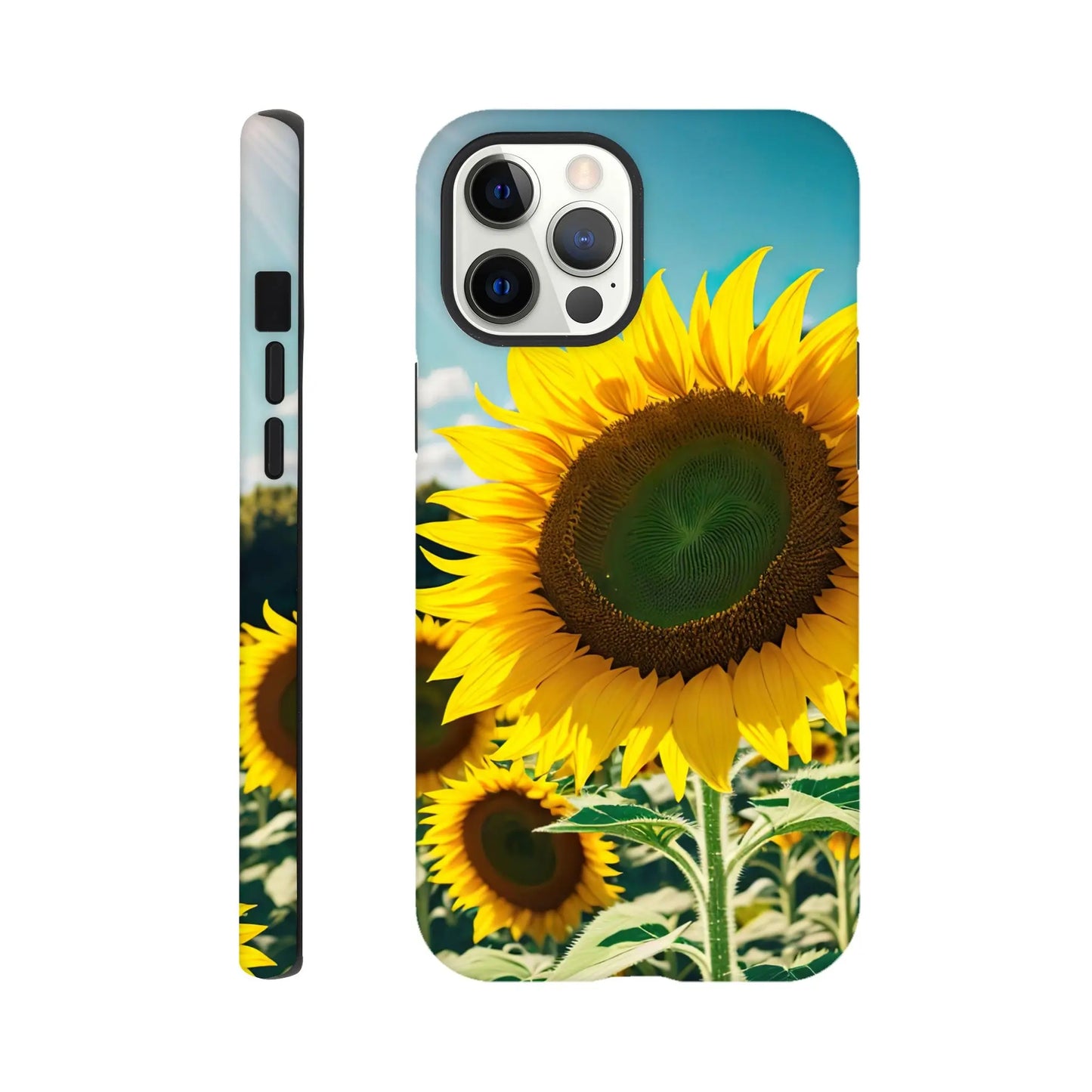 Smartphone-Hülle "Hart" - Sonnenblumen - Foto Stil, KI-Kunst, Pflanzen, iPhone-12-Pro-Max - RolConArt