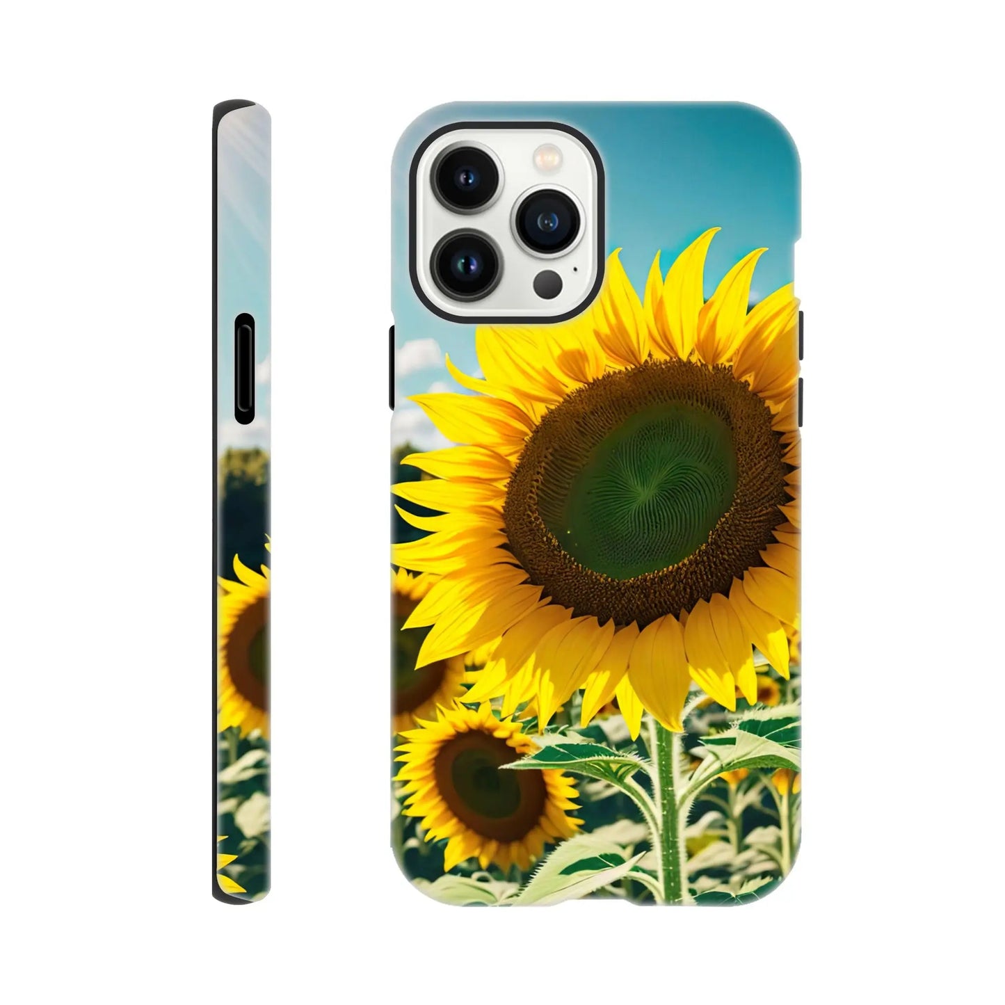 Smartphone-Hülle "Hart" - Sonnenblumen - Foto Stil, KI-Kunst, Pflanzen, iPhone-13-Pro-Max - RolConArt