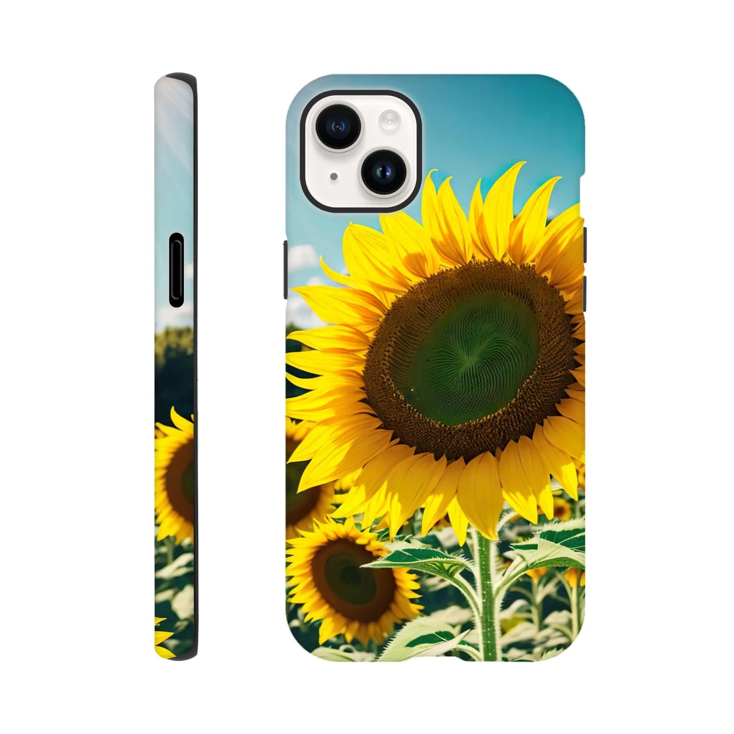 Smartphone-Hülle "Hart" - Sonnenblumen - Foto Stil, KI-Kunst, Pflanzen, iPhone-14-Plus - RolConArt