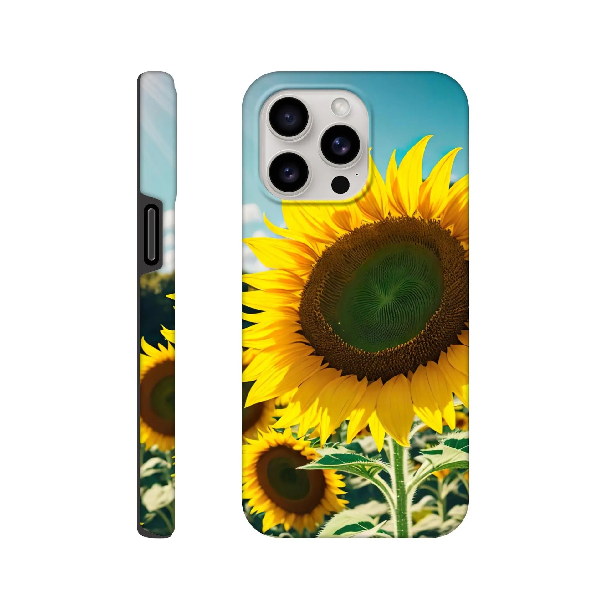 Smartphone-Hülle "Hart" - Sonnenblumen - Foto Stil, KI-Kunst, Pflanzen, iPhone-15-Pro-Max - RolConArt