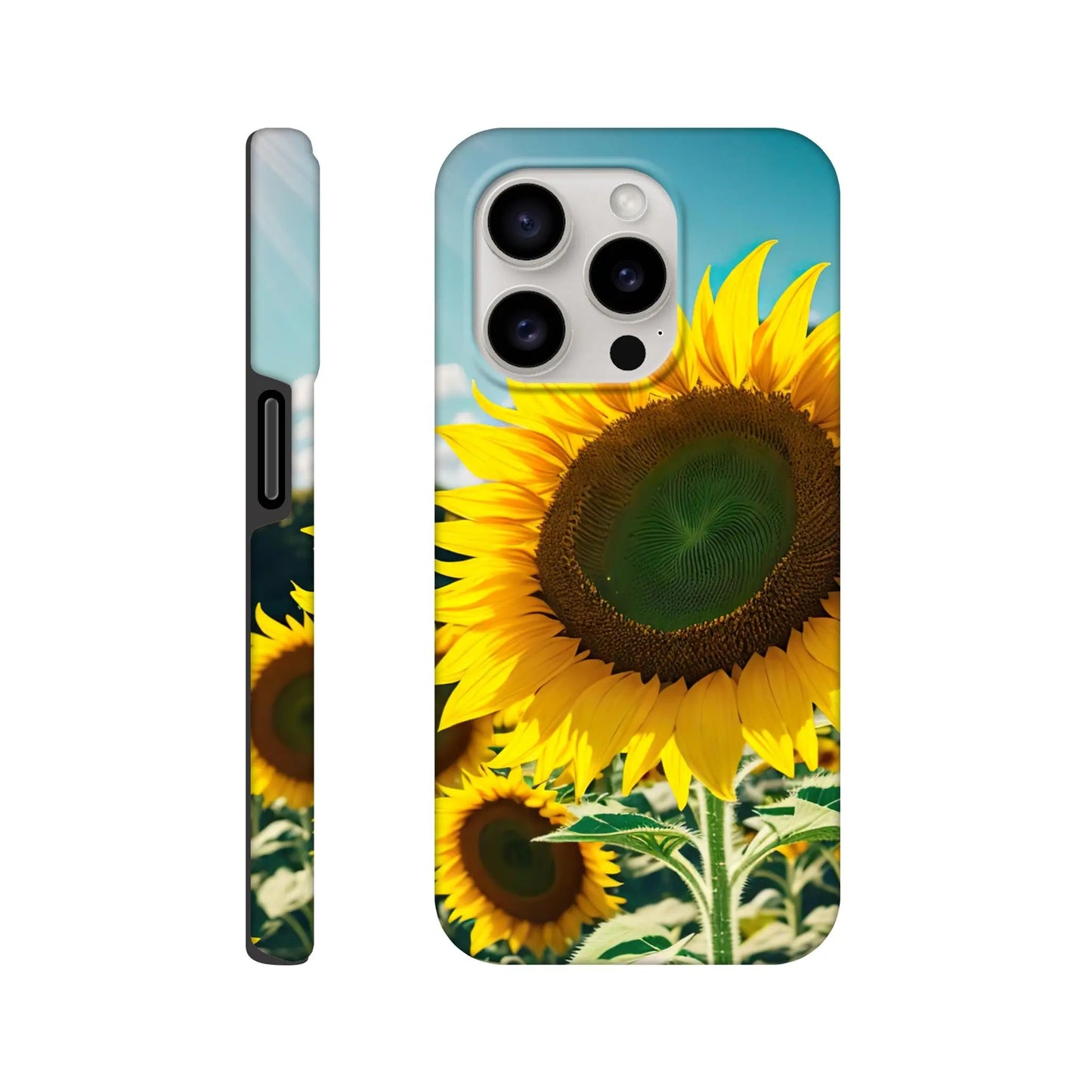 Smartphone-Hülle "Hart" - Sonnenblumen - Foto Stil, KI-Kunst, Pflanzen, iPhone-15-Pro - RolConArt