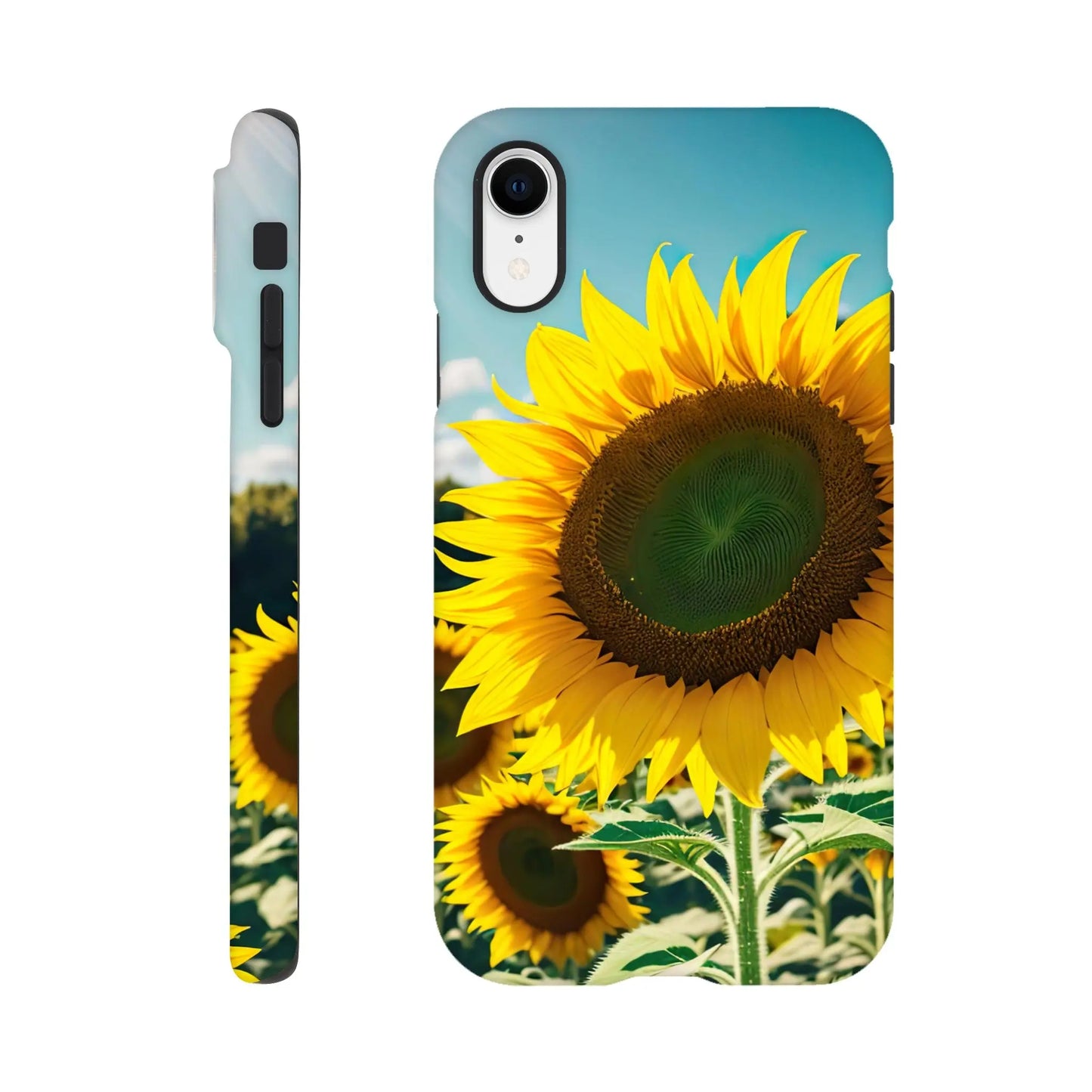 Smartphone-Hülle "Hart" - Sonnenblumen - Foto Stil, KI-Kunst, Pflanzen, iPhone-XR - RolConArt