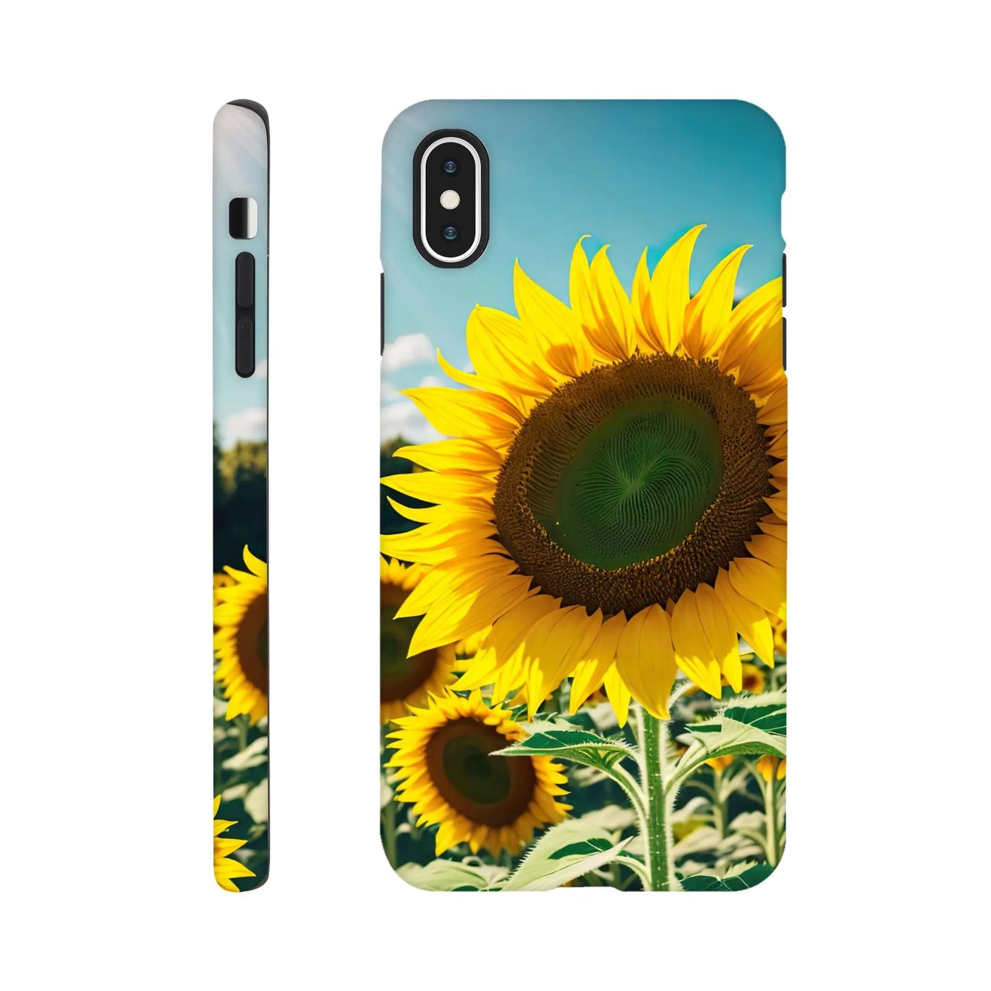 Smartphone-Hülle "Hart" - Sonnenblumen - Foto Stil, KI-Kunst, Pflanzen, iPhone-XS-Max - RolConArt