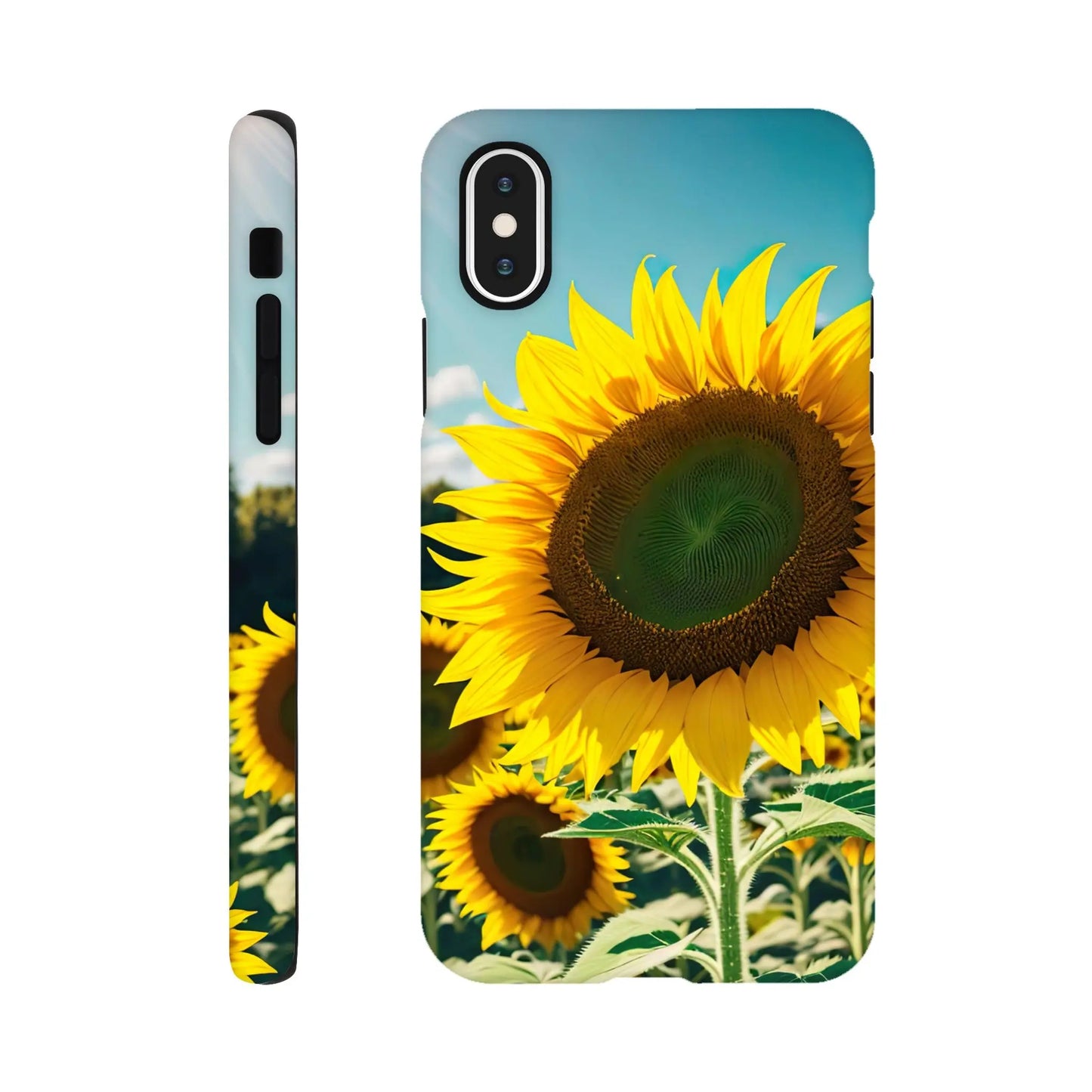 Smartphone-Hülle "Hart" - Sonnenblumen - Foto Stil, KI-Kunst, Pflanzen, iPhone-XS - RolConArt