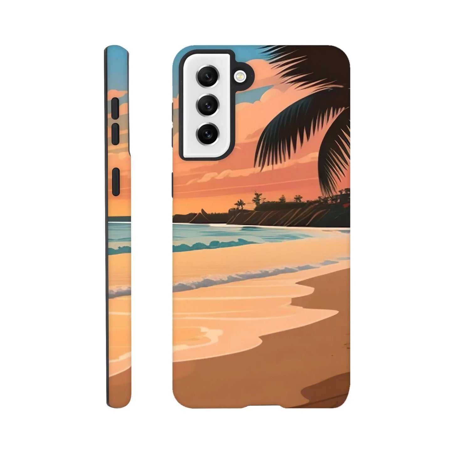 Smartphone-Hülle "Hart" - Strandlandschaft - Digitaler Stil, KI-Kunst, Landschaften, Galaxy-S21-Plus - RolConArt