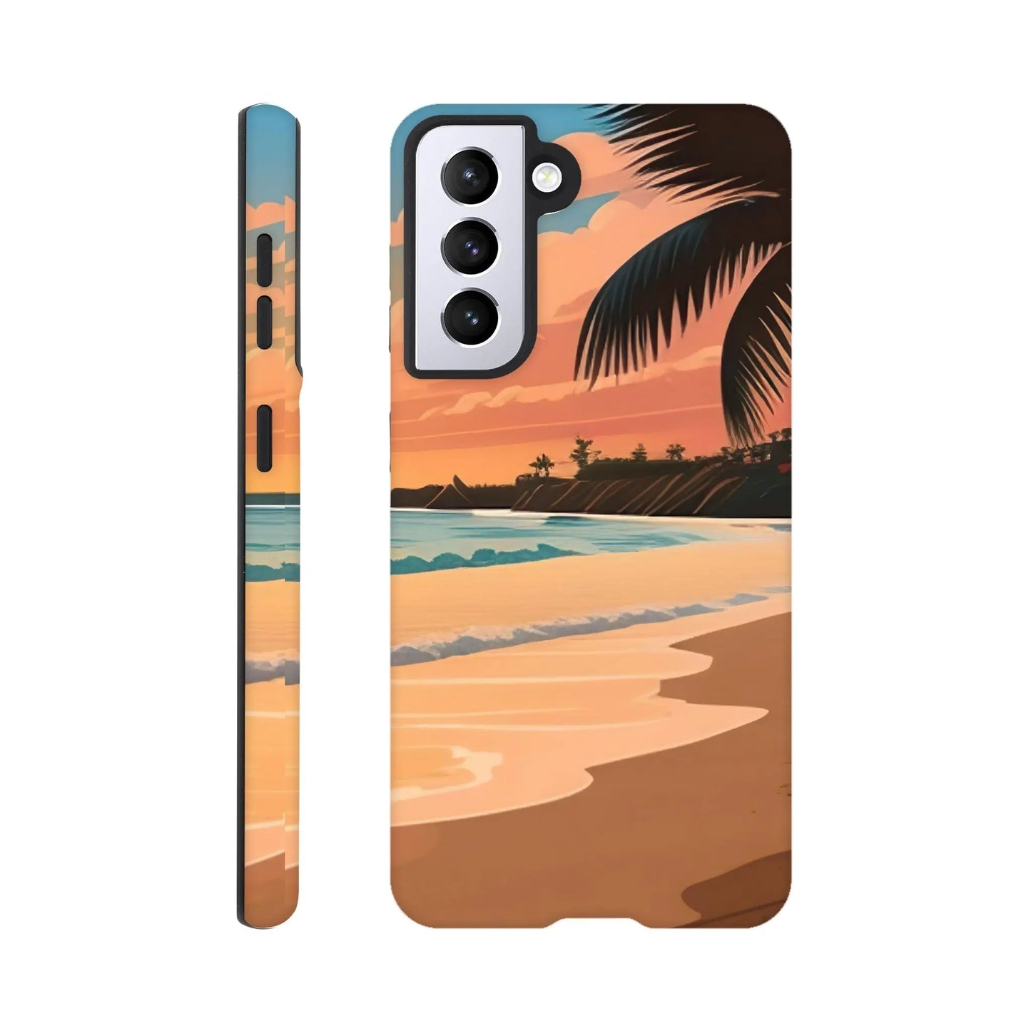 Smartphone-Hülle "Hart" - Strandlandschaft - Digitaler Stil, KI-Kunst, Landschaften, Galaxy-S21 - RolConArt