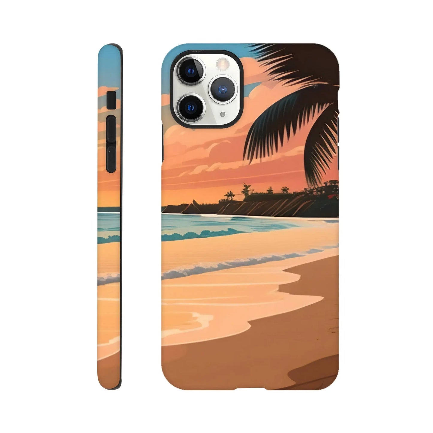 Smartphone-Hülle "Hart" - Strandlandschaft - Digitaler Stil, KI-Kunst, Landschaften, iPhone-11-Pro-Max - RolConArt