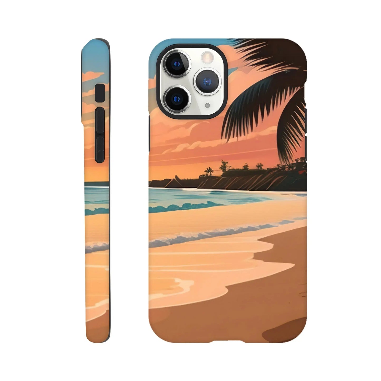 Smartphone-Hülle "Hart" - Strandlandschaft - Digitaler Stil, KI-Kunst, Landschaften, iPhone-11-Pro - RolConArt